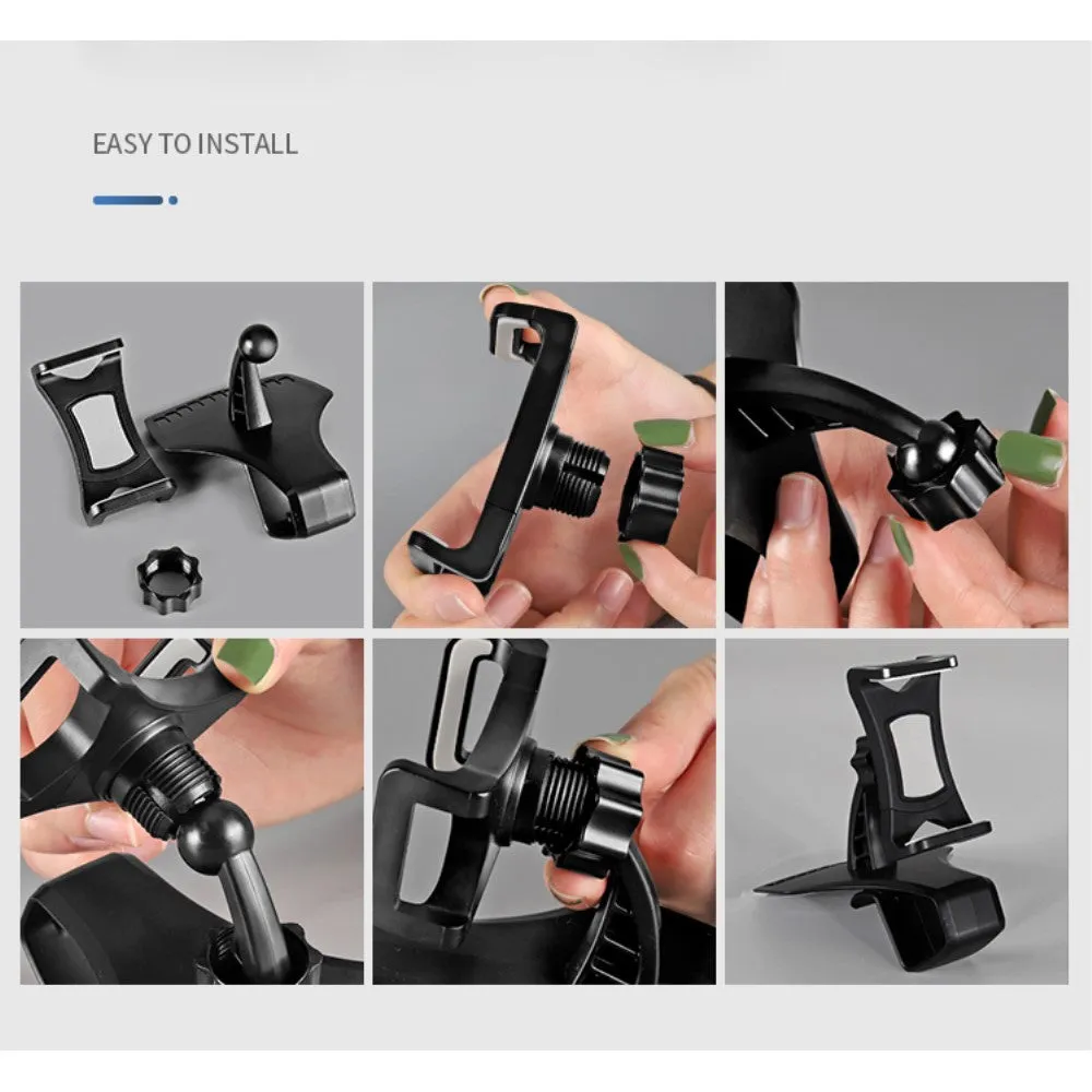 3 in 1 Car GPS Smartphone Holder: Dashboard / Visor Clamp   AC Grid Clip for Auro Style - Black