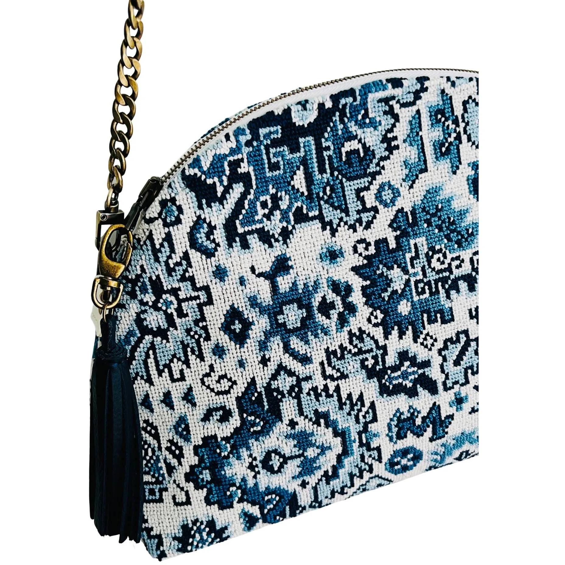 Blue Porcelain Needlepoint Purse