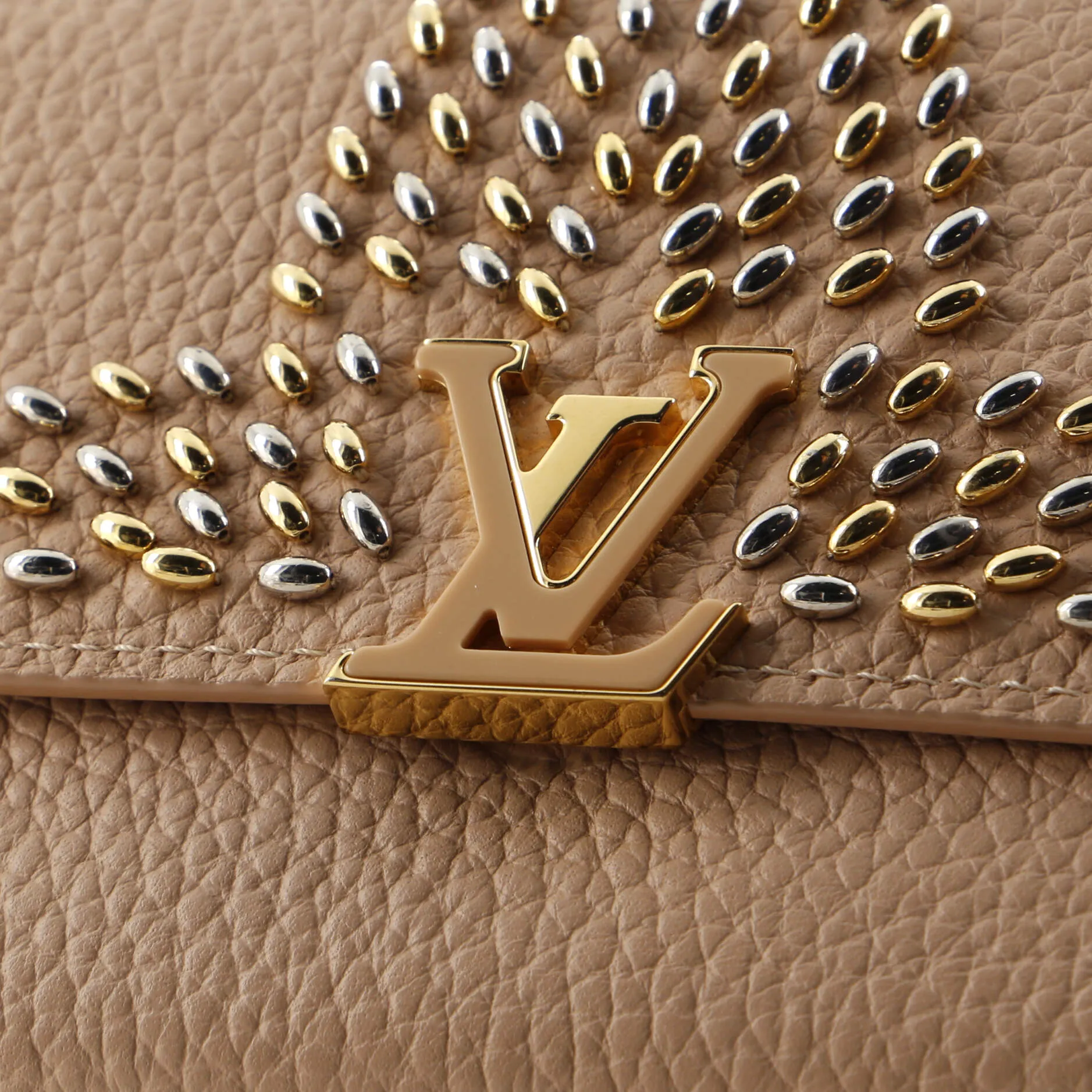 Capucines Wallet Leather with Embellished Detail Compact