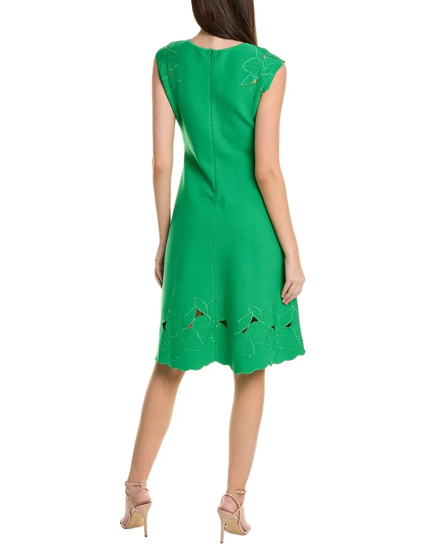 Carolina Herrera Boat Neck Knit Flare Dress