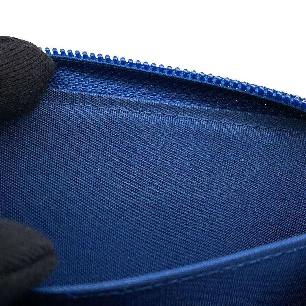 CHANEL Boy Chanel Compact Wallet Blue A80602 Lambskin