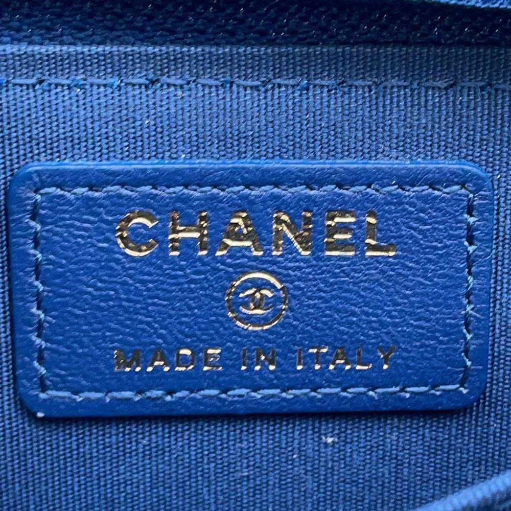 CHANEL Boy Chanel Compact Wallet Blue A80602 Lambskin