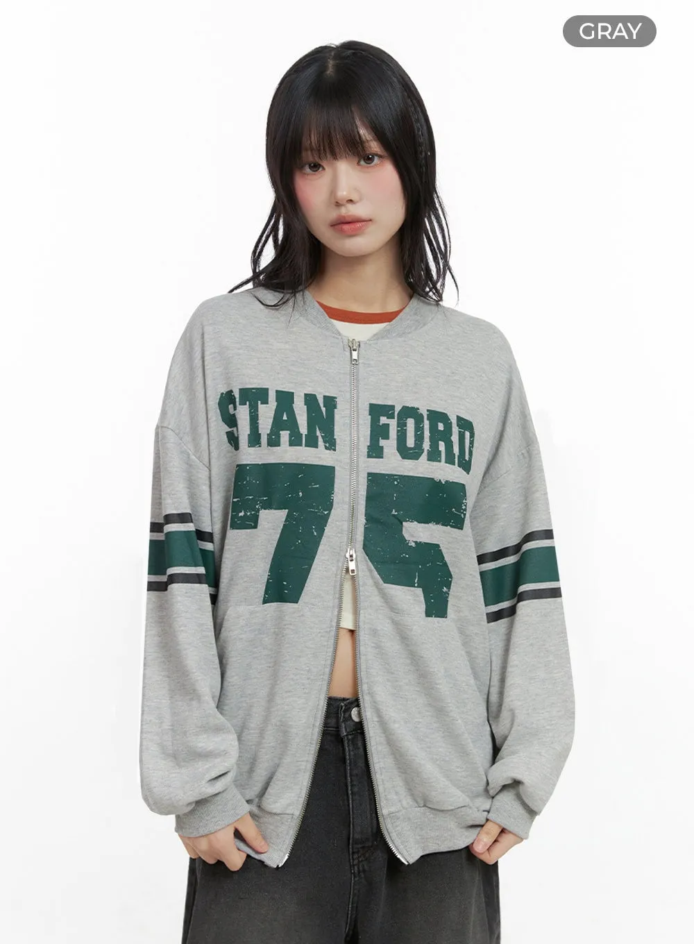 Cozy Lettered Zip-Up Sweatshirt IO430
