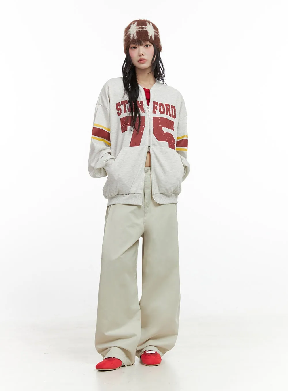 Cozy Lettered Zip-Up Sweatshirt IO430