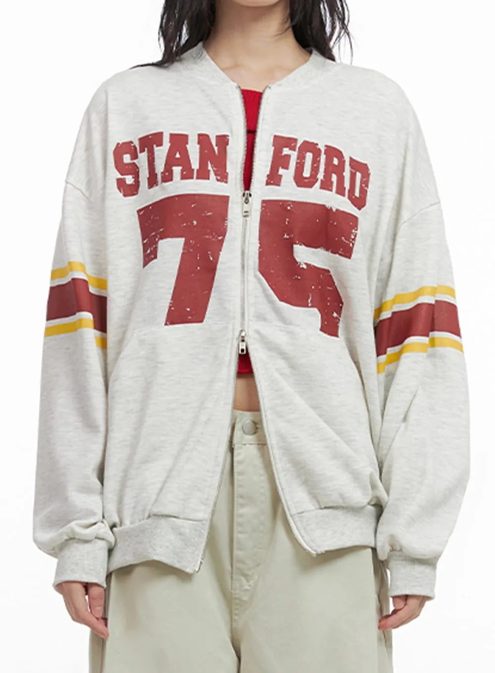 Cozy Lettered Zip-Up Sweatshirt IO430