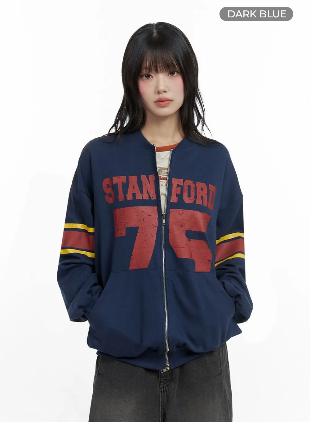 Cozy Lettered Zip-Up Sweatshirt IO430