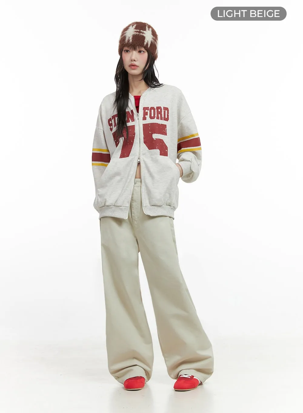 Cozy Lettered Zip-Up Sweatshirt IO430