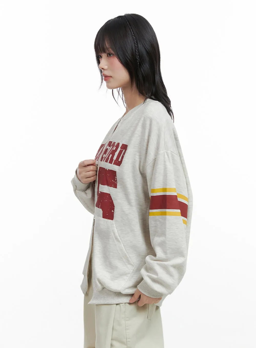 Cozy Lettered Zip-Up Sweatshirt IO430