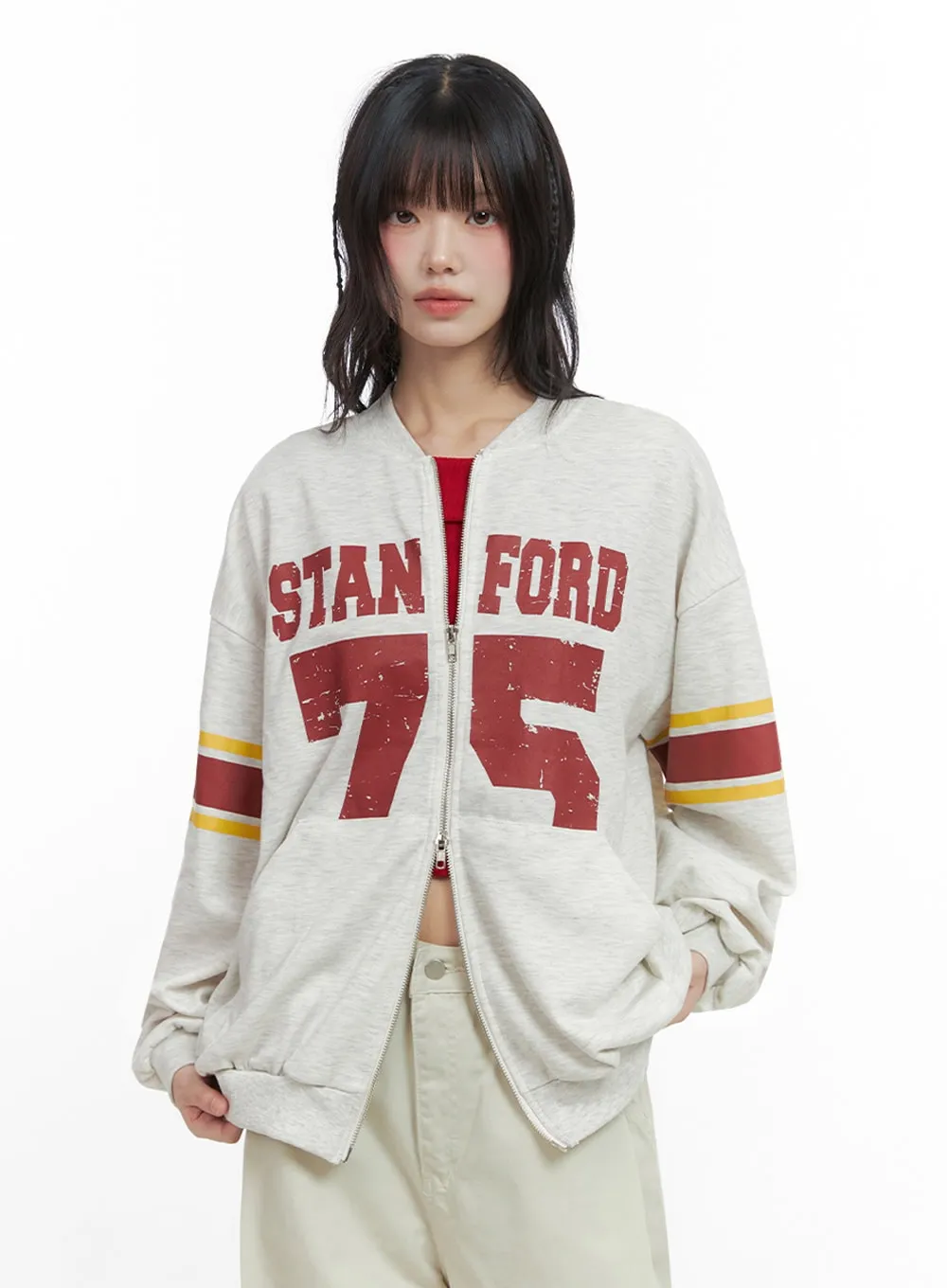 Cozy Lettered Zip-Up Sweatshirt IO430