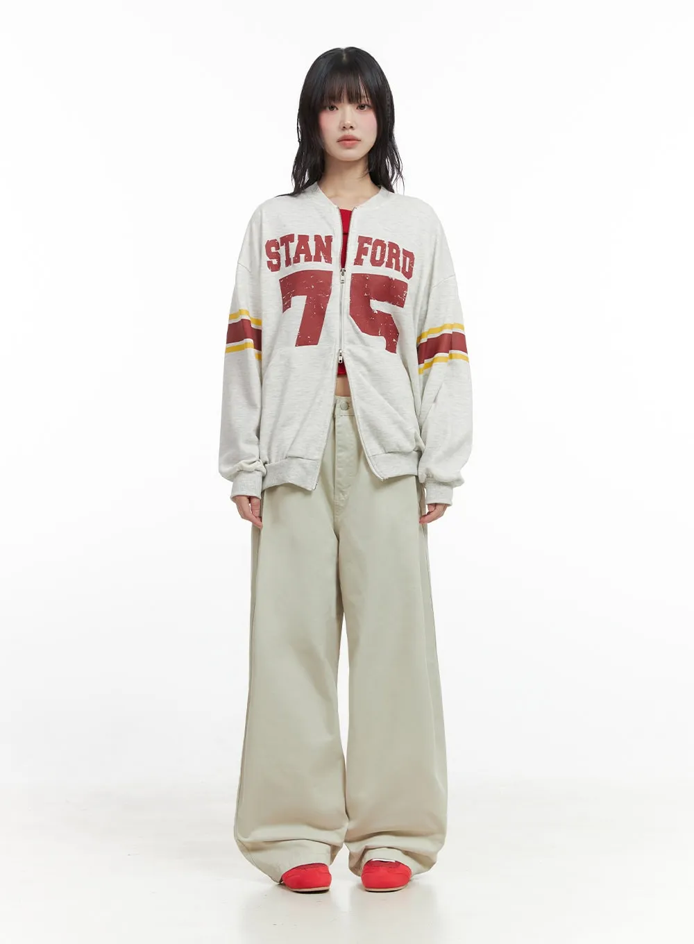 Cozy Lettered Zip-Up Sweatshirt IO430