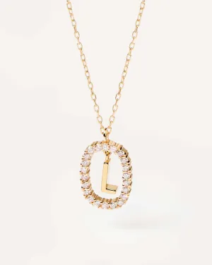 Diamonds and Gold Letter L Necklace