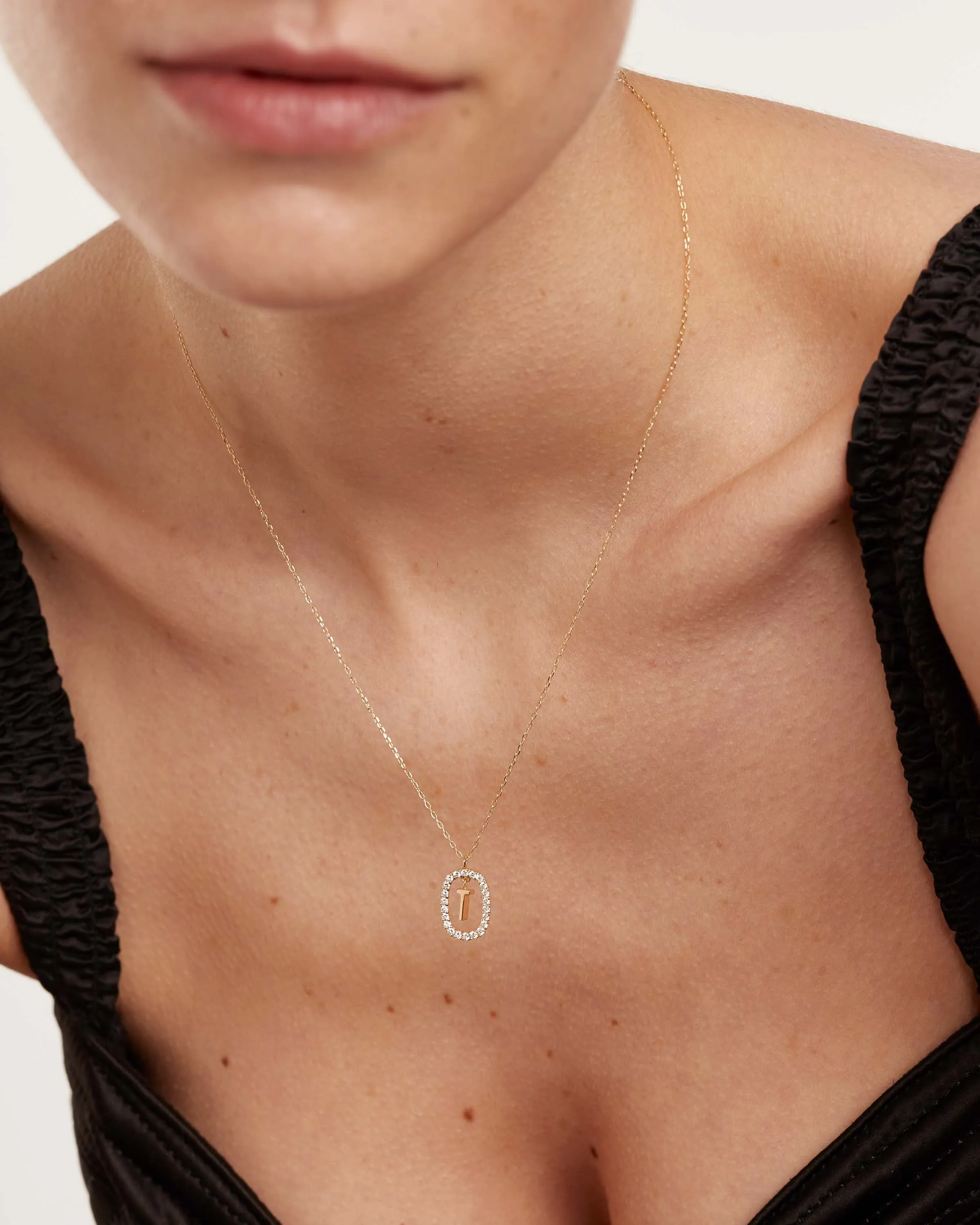 Diamonds and Gold Letter T Necklace