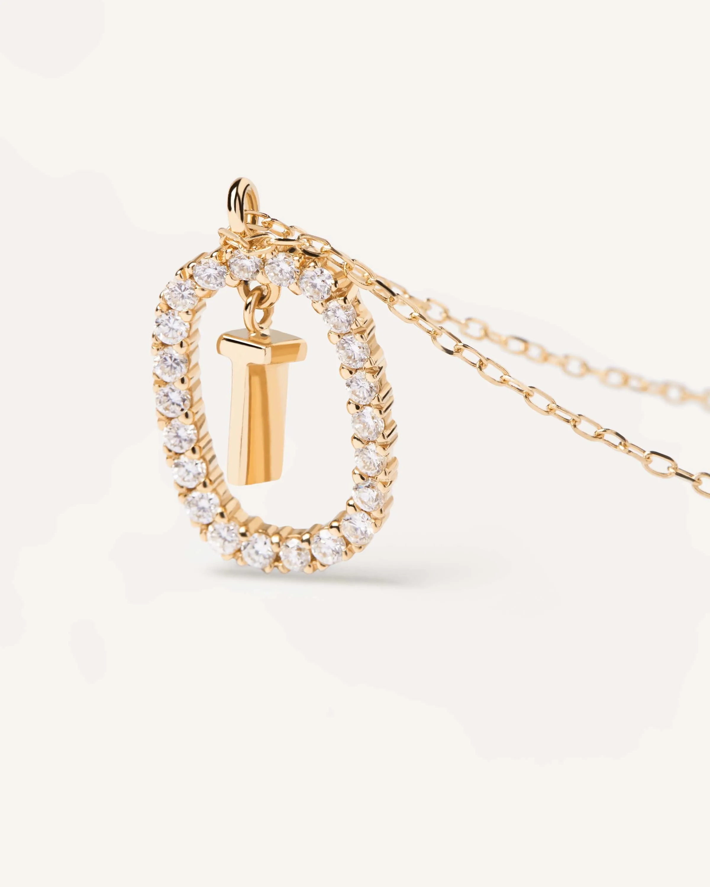 Diamonds and Gold Letter T Necklace