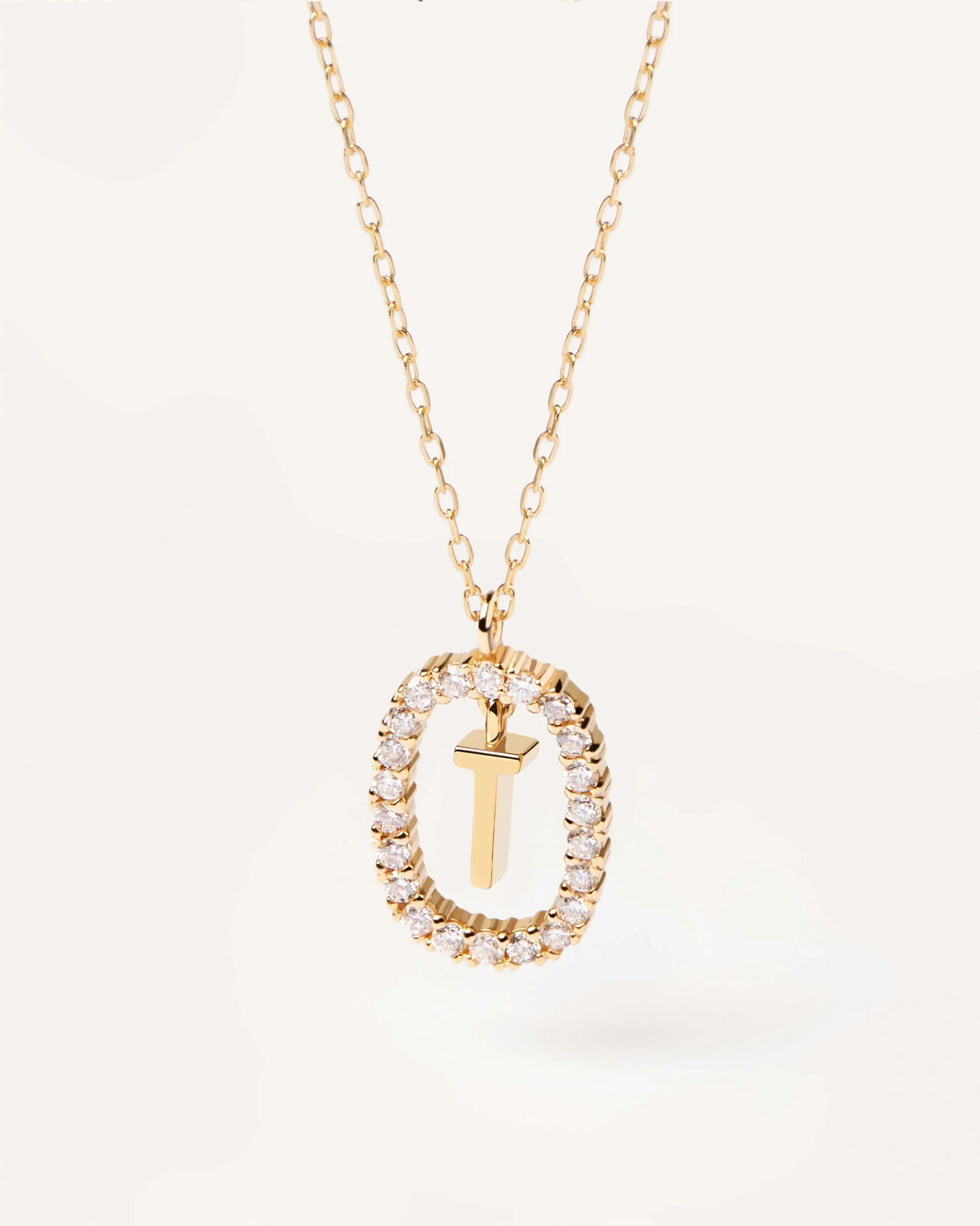 Diamonds and Gold Letter T Necklace
