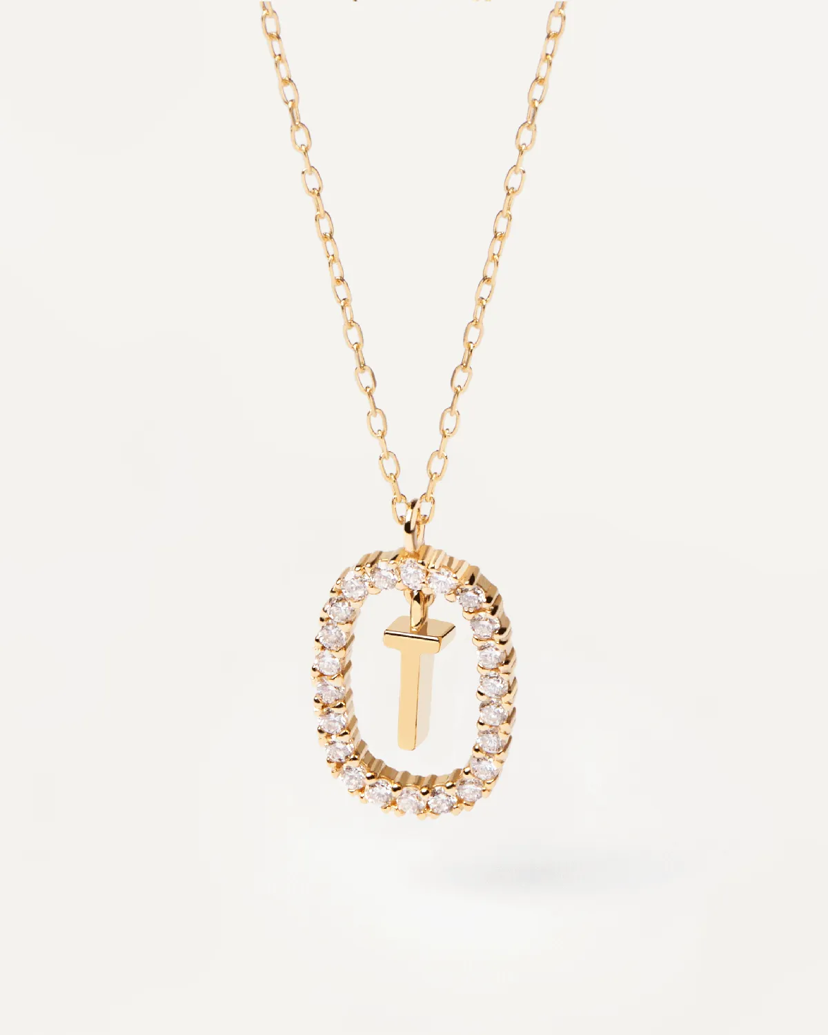 Diamonds and Gold Letter T Necklace