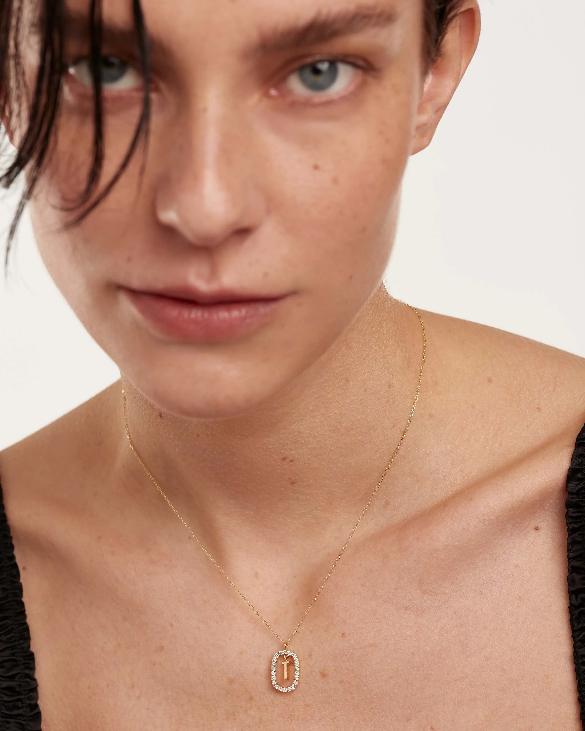 Diamonds and Gold Letter T Necklace