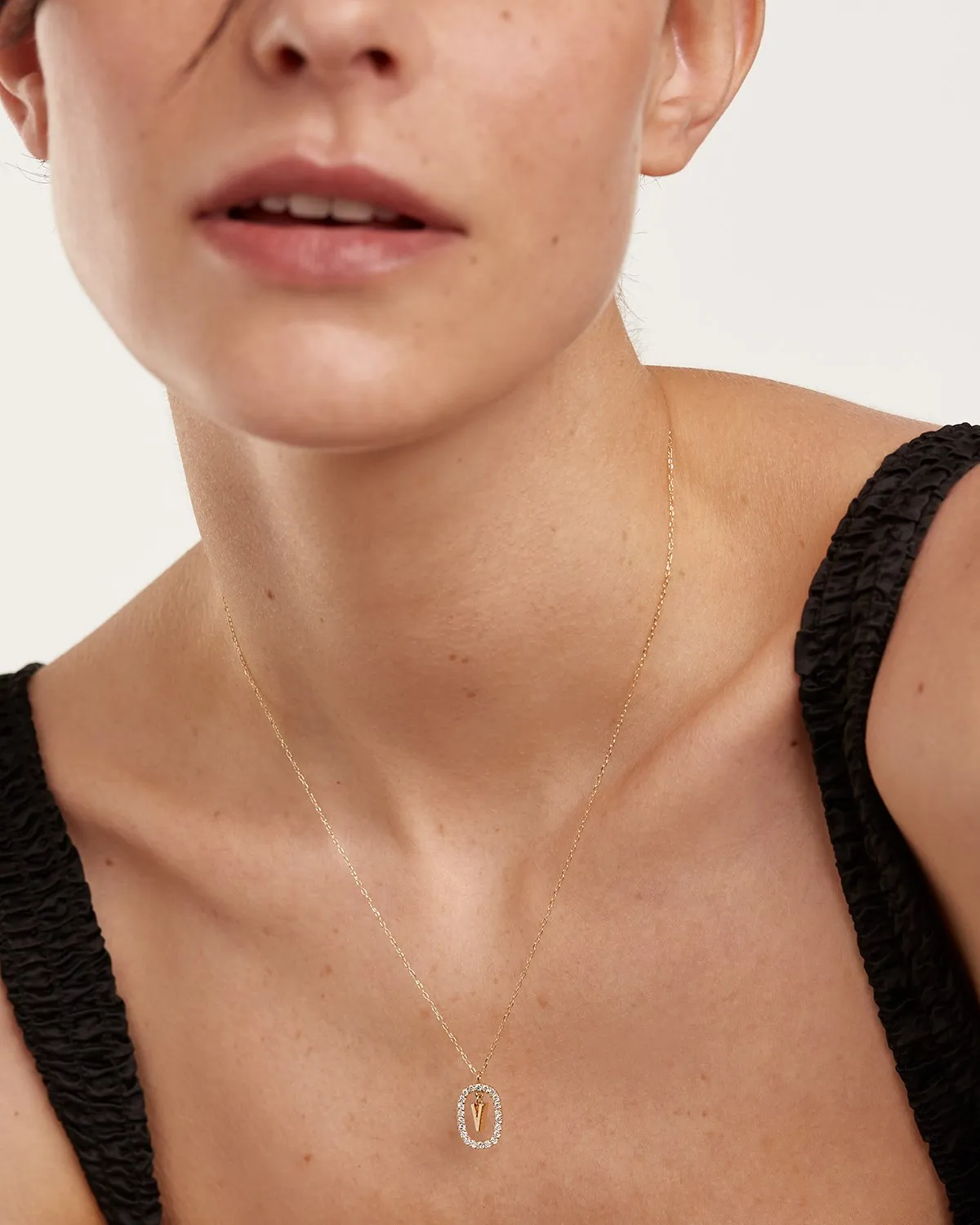 Diamonds and Gold Letter V Necklace