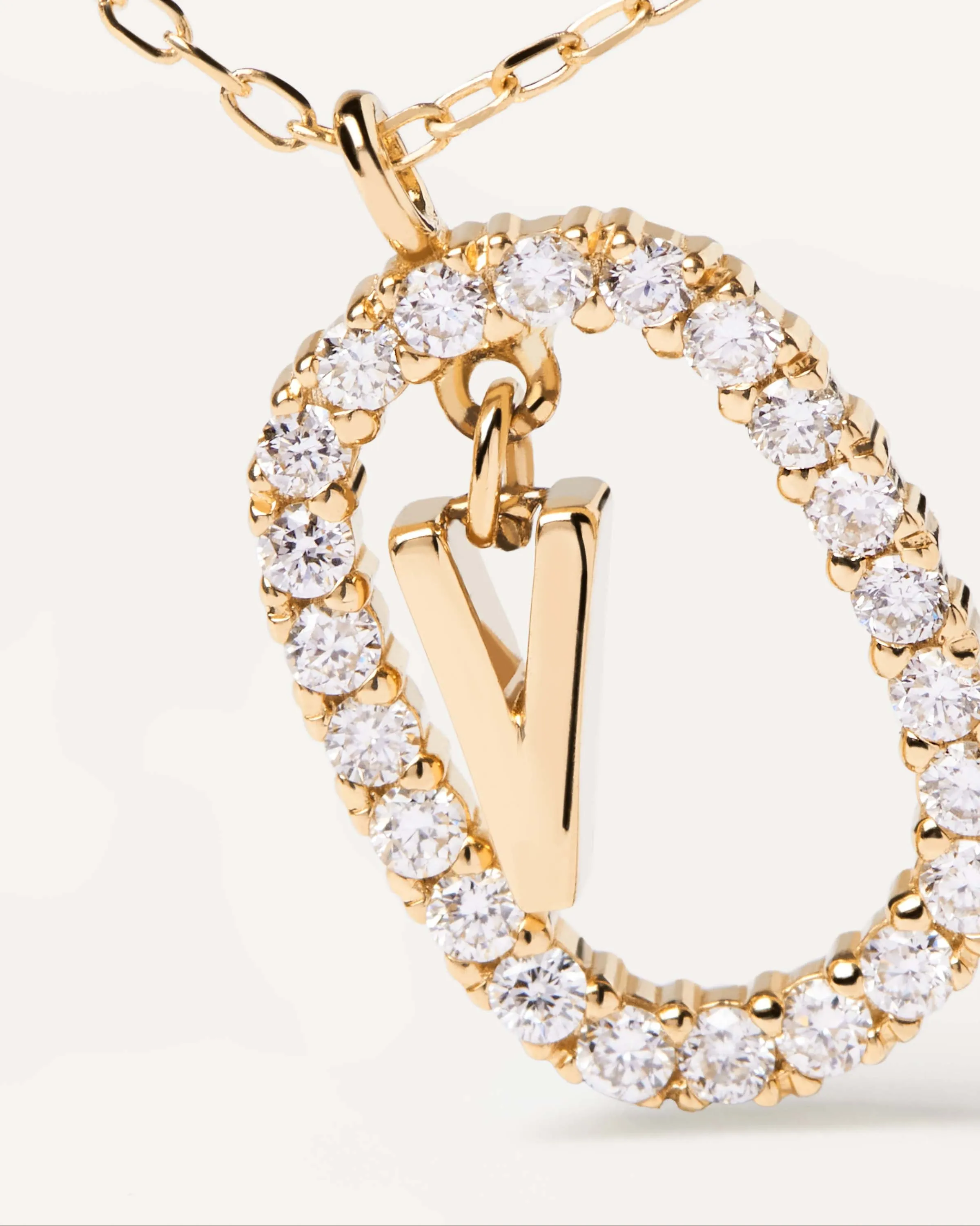 Diamonds and Gold Letter V Necklace