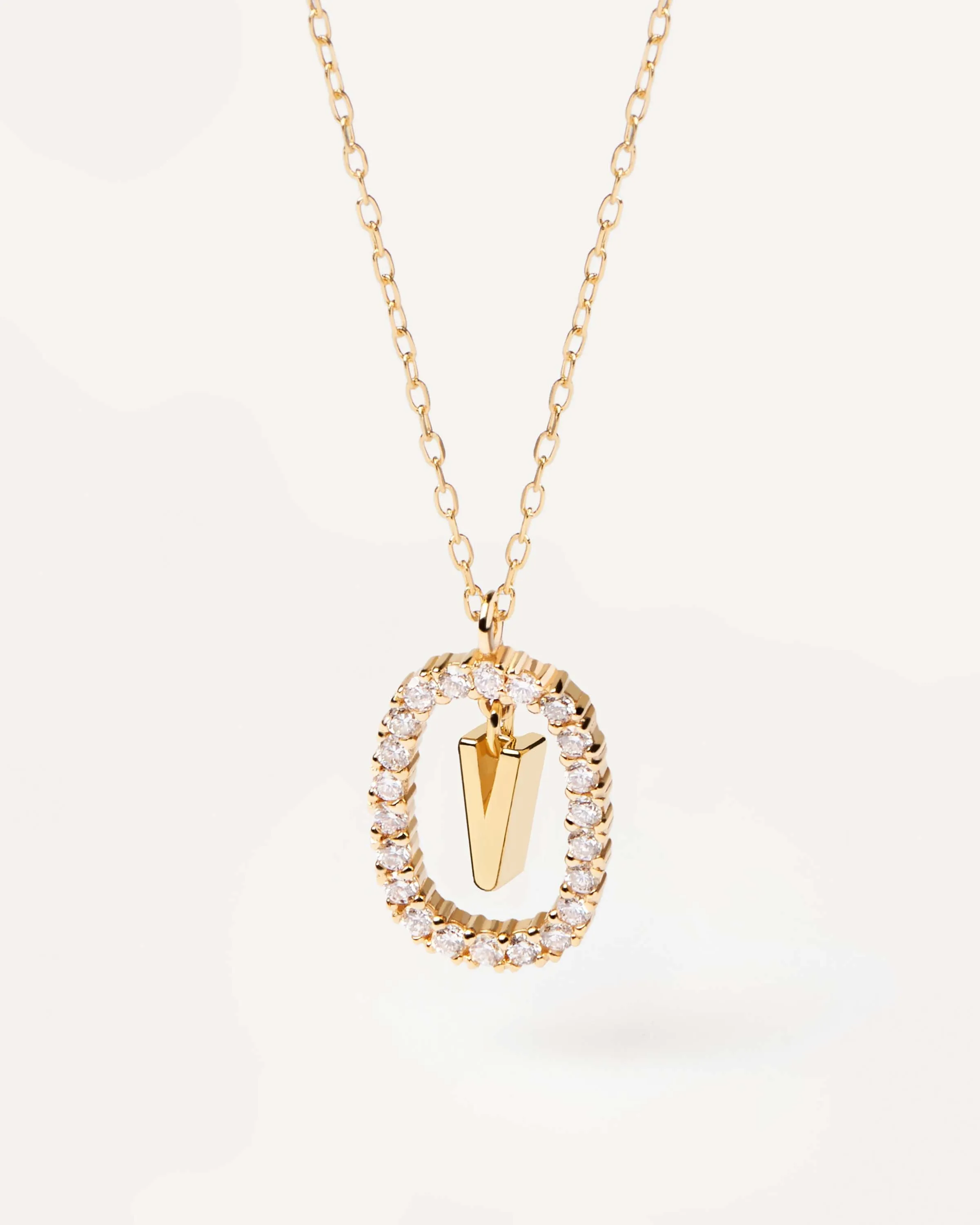 Diamonds and Gold Letter V Necklace