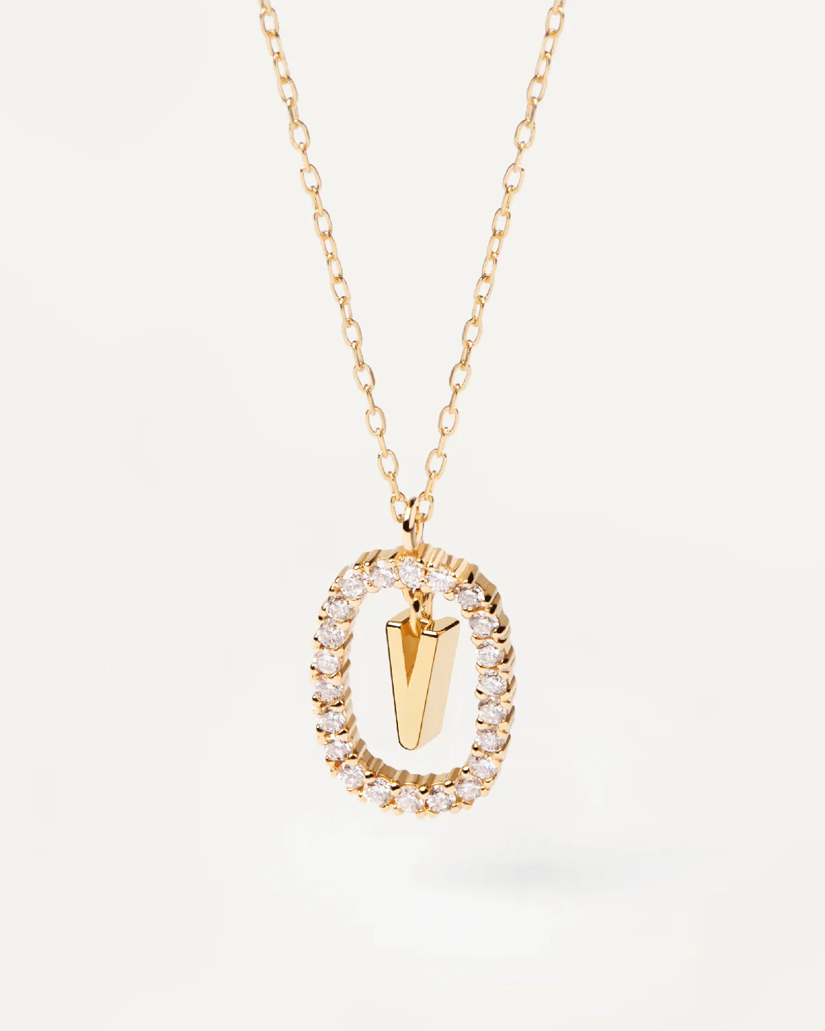 Diamonds and Gold Letter V Necklace