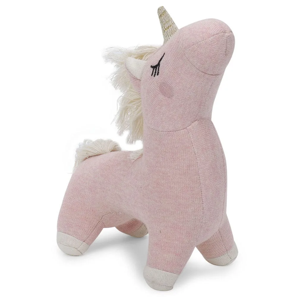Fluffy Pony knitted Summer/AC blanket for baby with toy