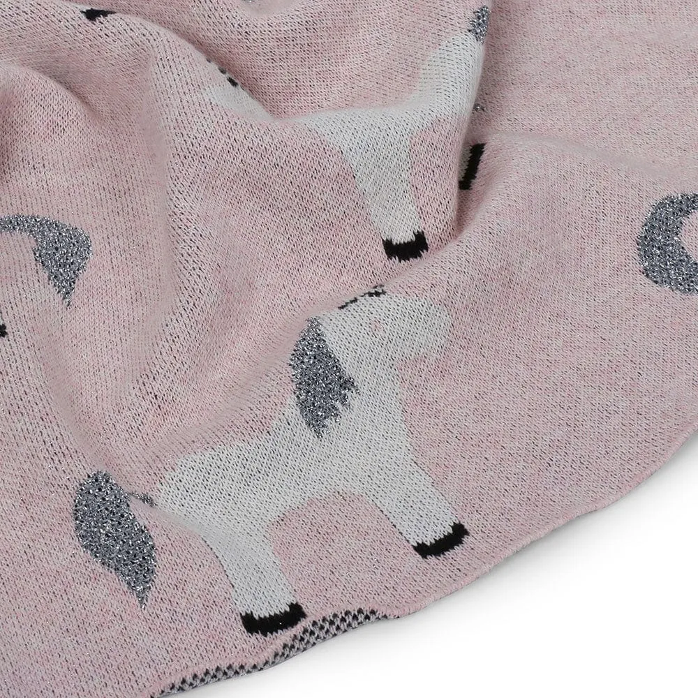Fluffy Pony knitted Summer/AC blanket for baby with toy
