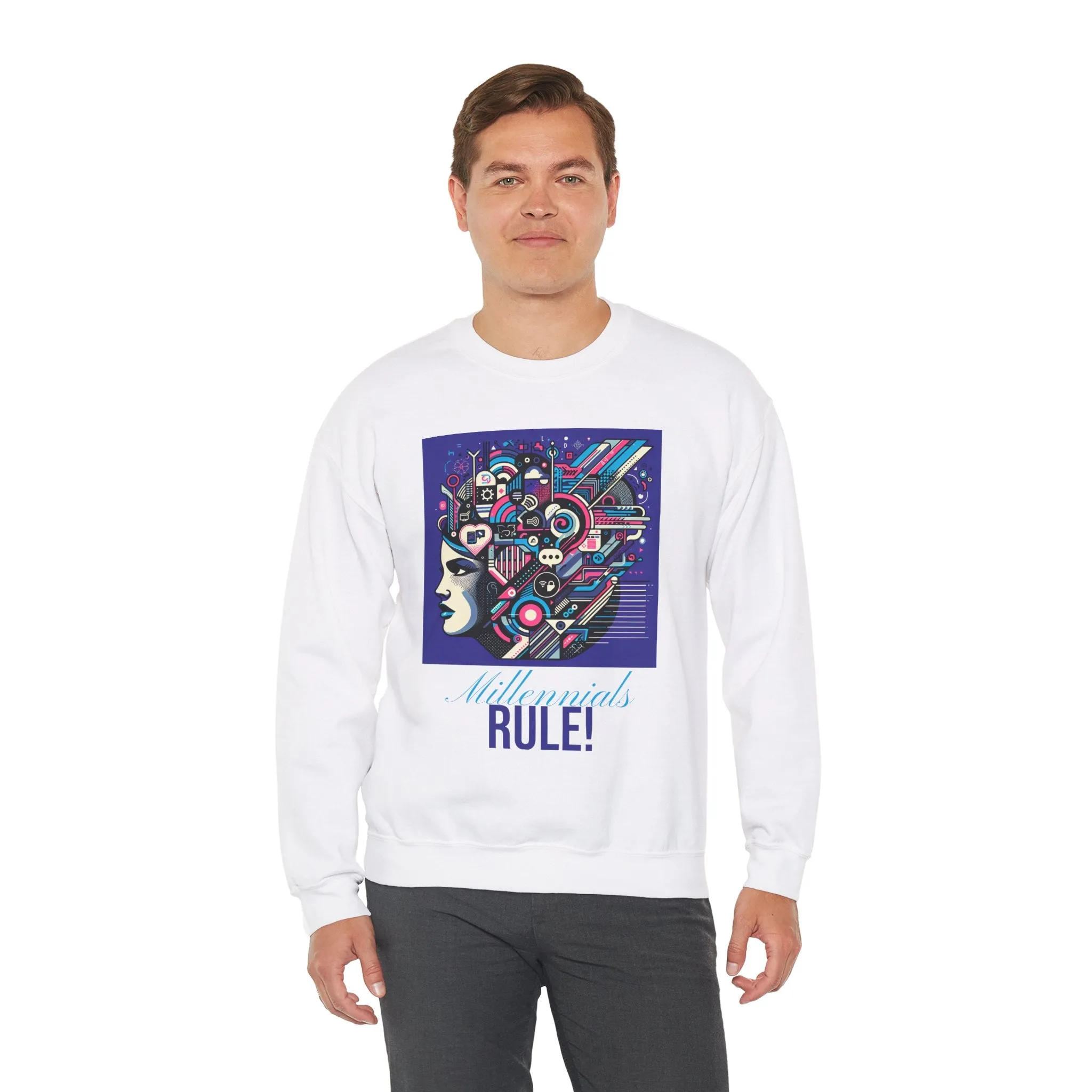 Futuristic Mind Unisex Crewneck Sweatshirt - Bold Graphic Design for Tech Enthusiasts