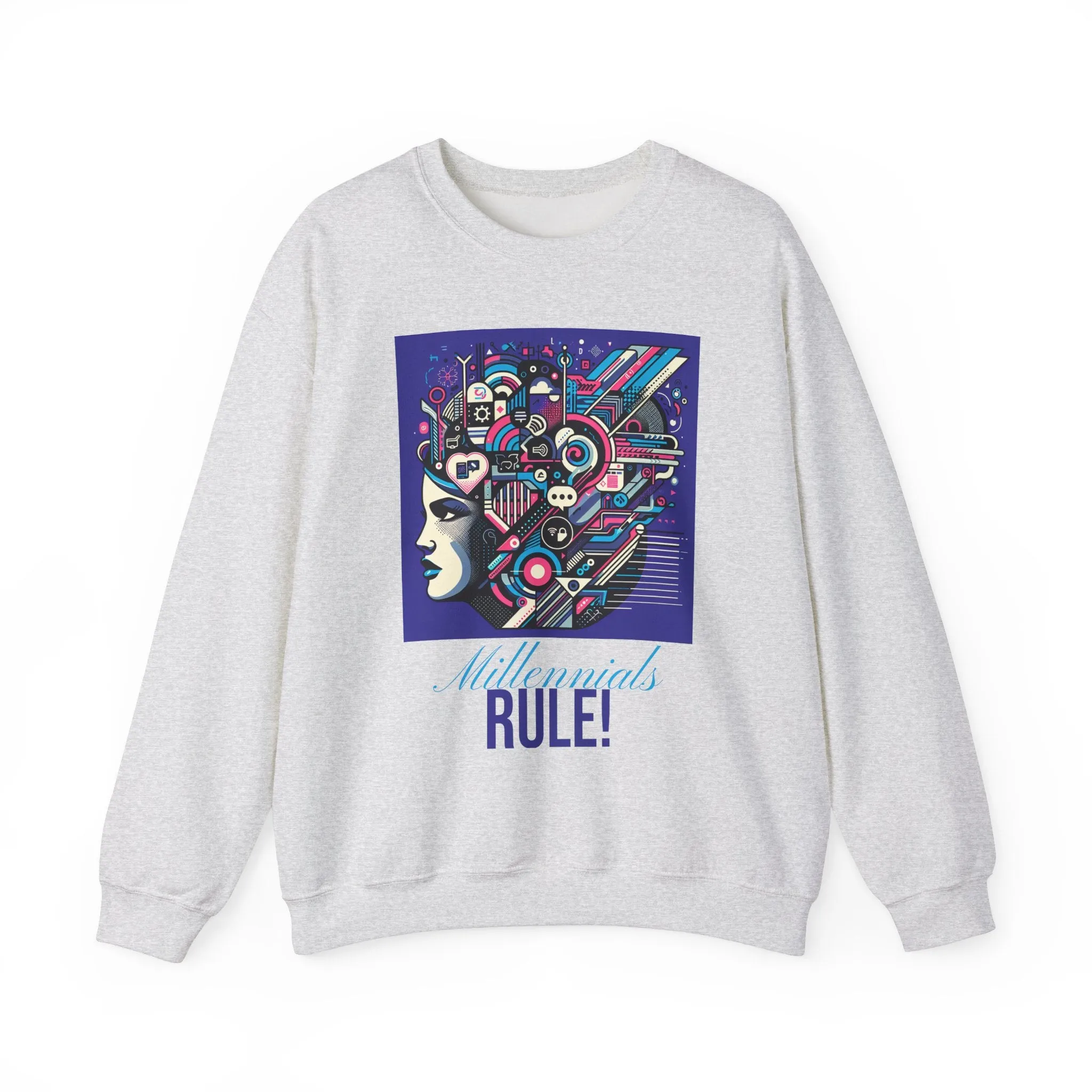 Futuristic Mind Unisex Crewneck Sweatshirt - Bold Graphic Design for Tech Enthusiasts