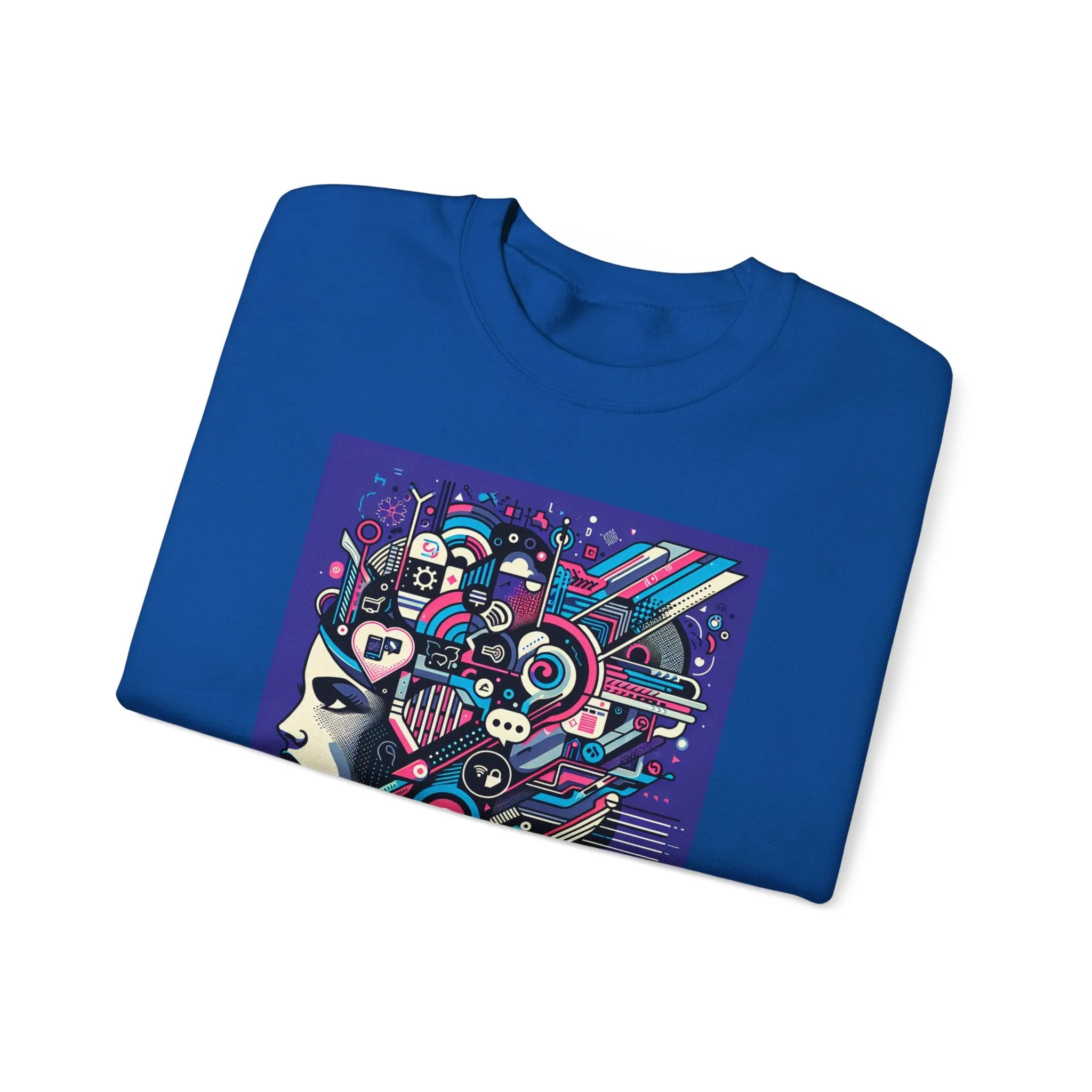 Futuristic Mind Unisex Crewneck Sweatshirt - Bold Graphic Design for Tech Enthusiasts