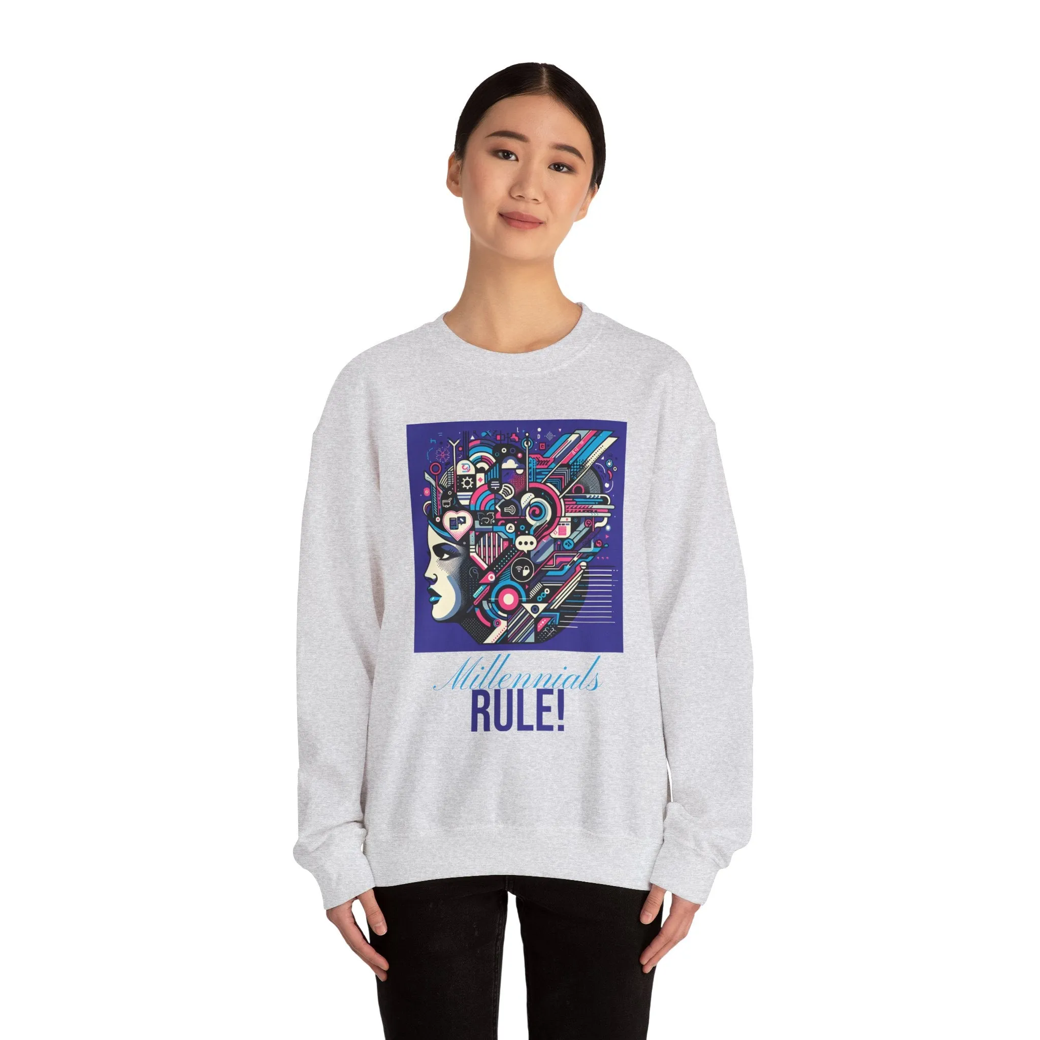 Futuristic Mind Unisex Crewneck Sweatshirt - Bold Graphic Design for Tech Enthusiasts