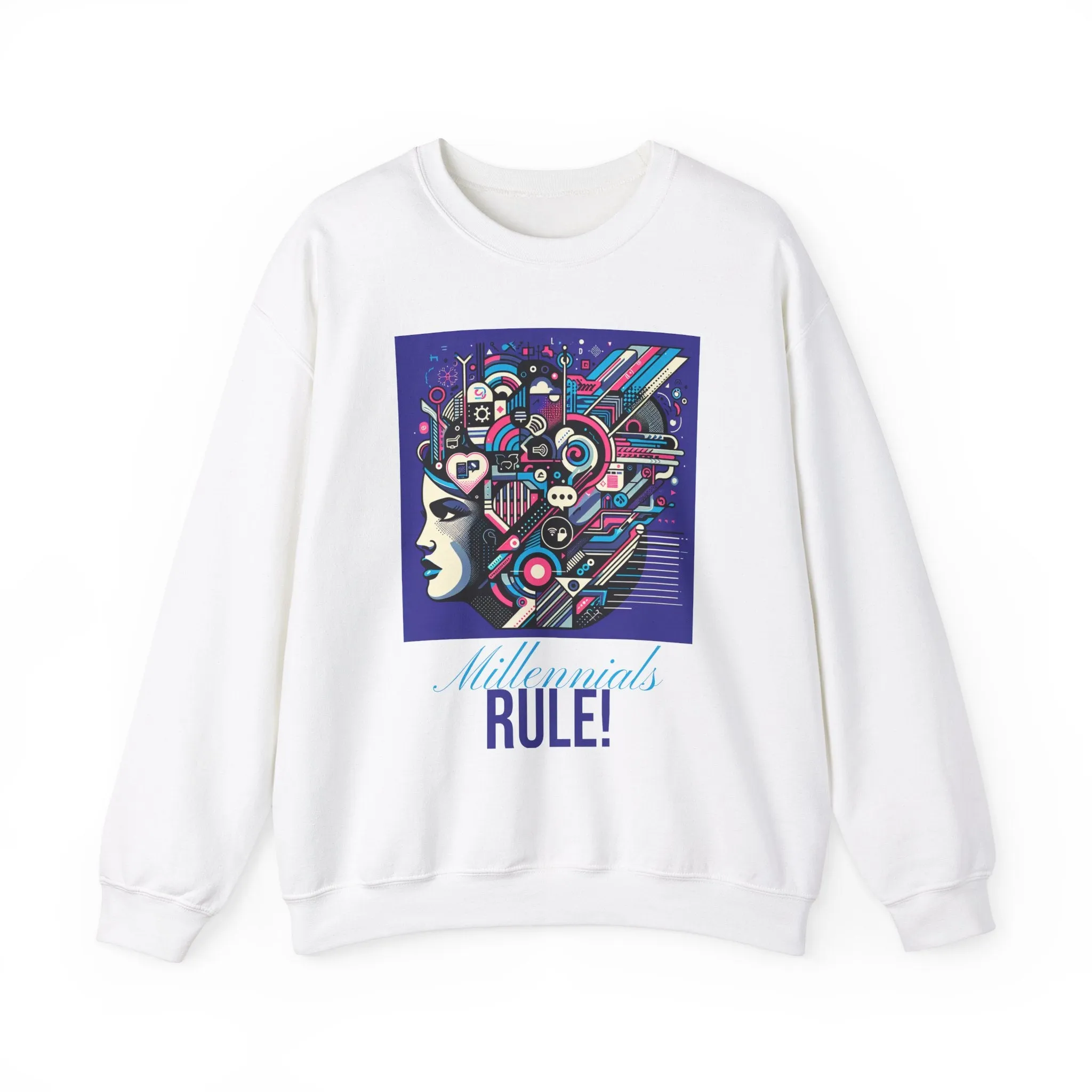 Futuristic Mind Unisex Crewneck Sweatshirt - Bold Graphic Design for Tech Enthusiasts