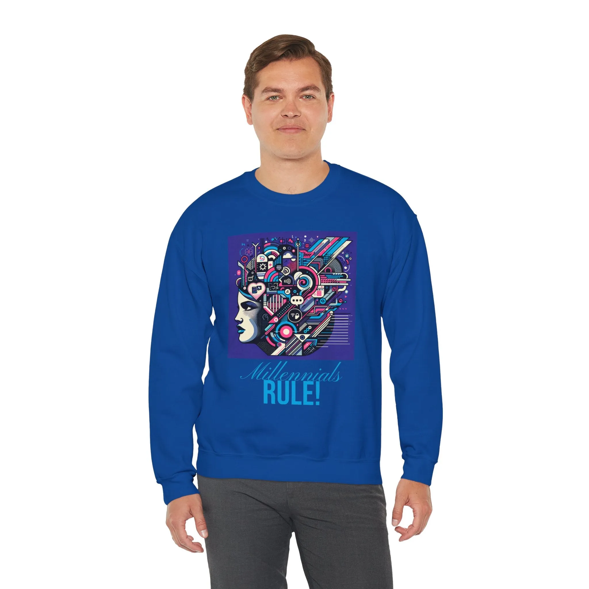 Futuristic Mind Unisex Crewneck Sweatshirt - Bold Graphic Design for Tech Enthusiasts