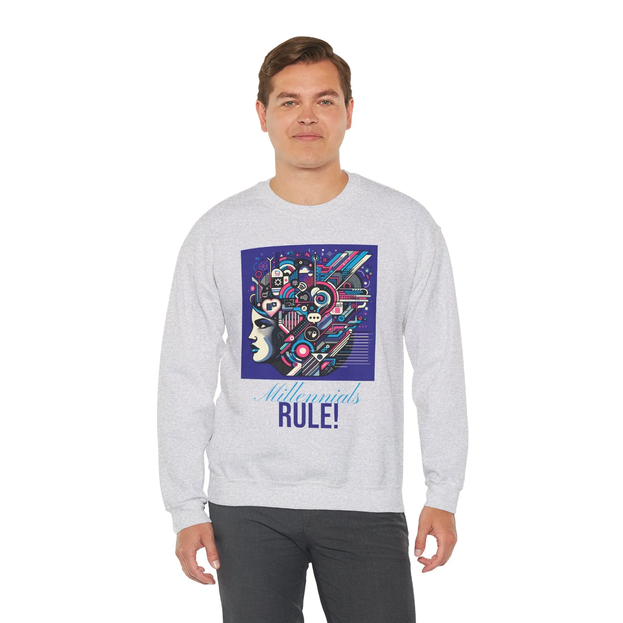 Futuristic Mind Unisex Crewneck Sweatshirt - Bold Graphic Design for Tech Enthusiasts