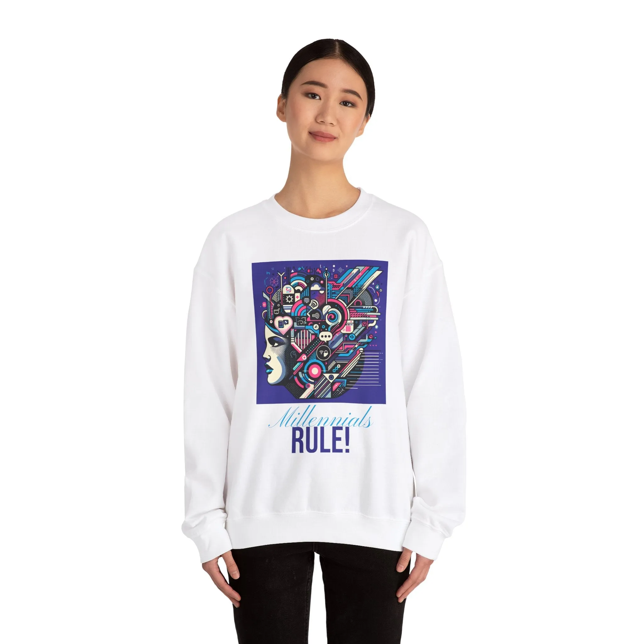 Futuristic Mind Unisex Crewneck Sweatshirt - Bold Graphic Design for Tech Enthusiasts