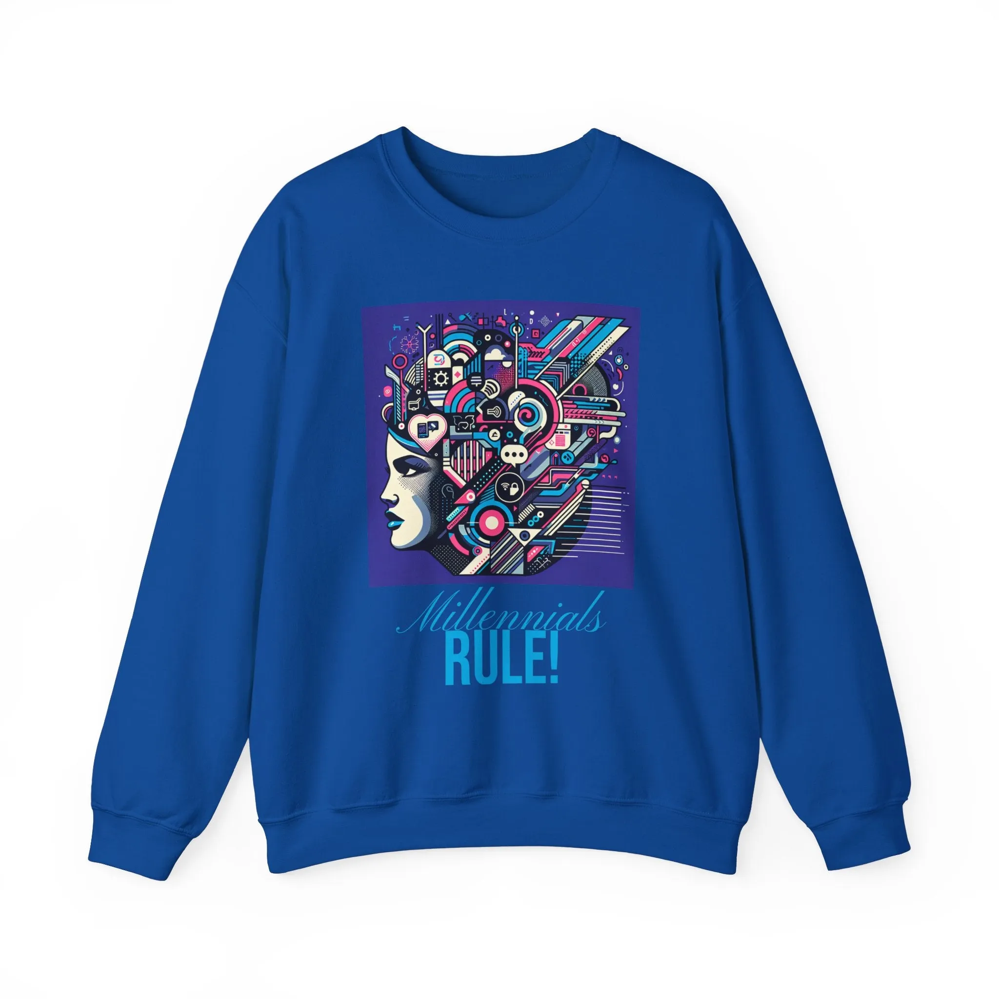 Futuristic Mind Unisex Crewneck Sweatshirt - Bold Graphic Design for Tech Enthusiasts