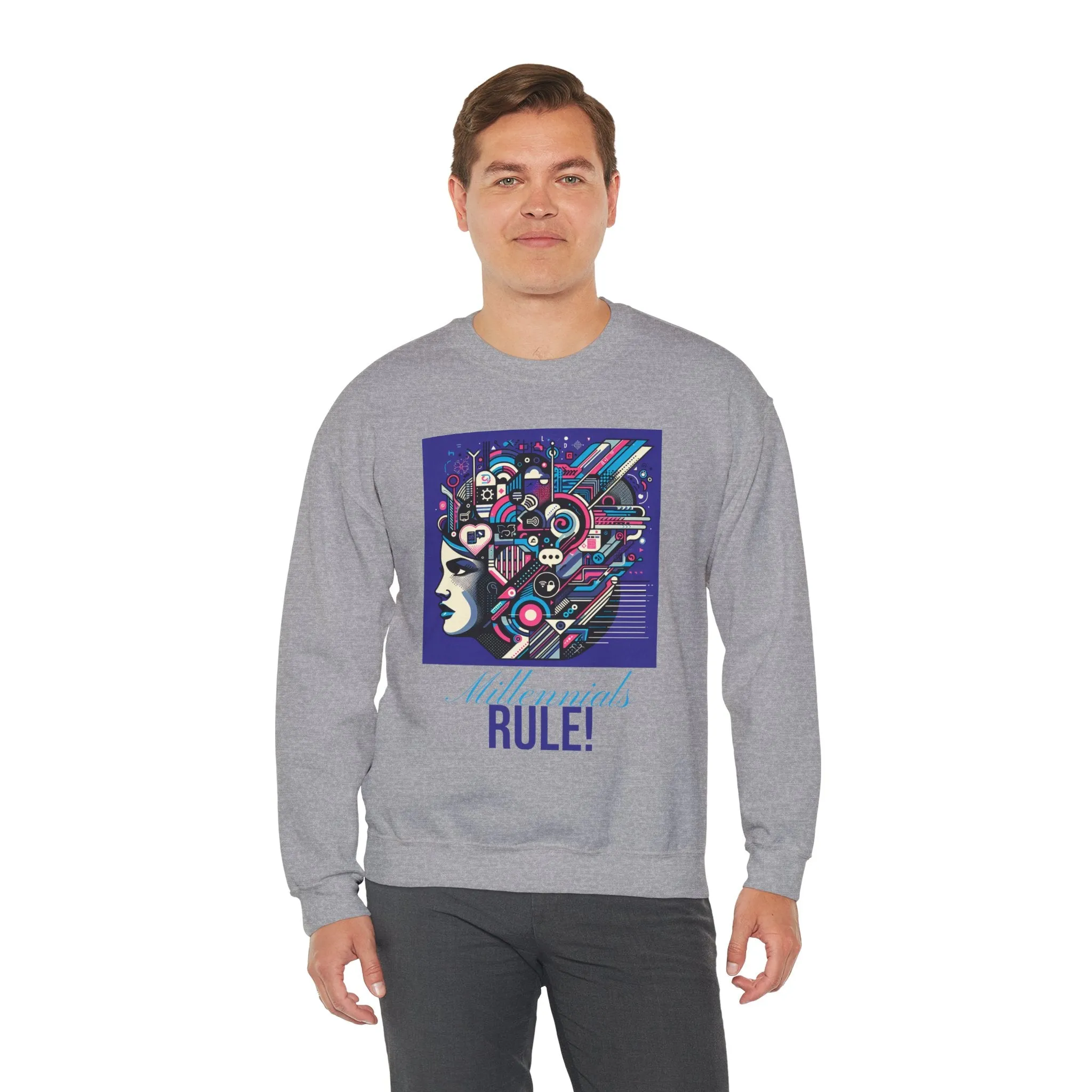 Futuristic Mind Unisex Crewneck Sweatshirt - Bold Graphic Design for Tech Enthusiasts