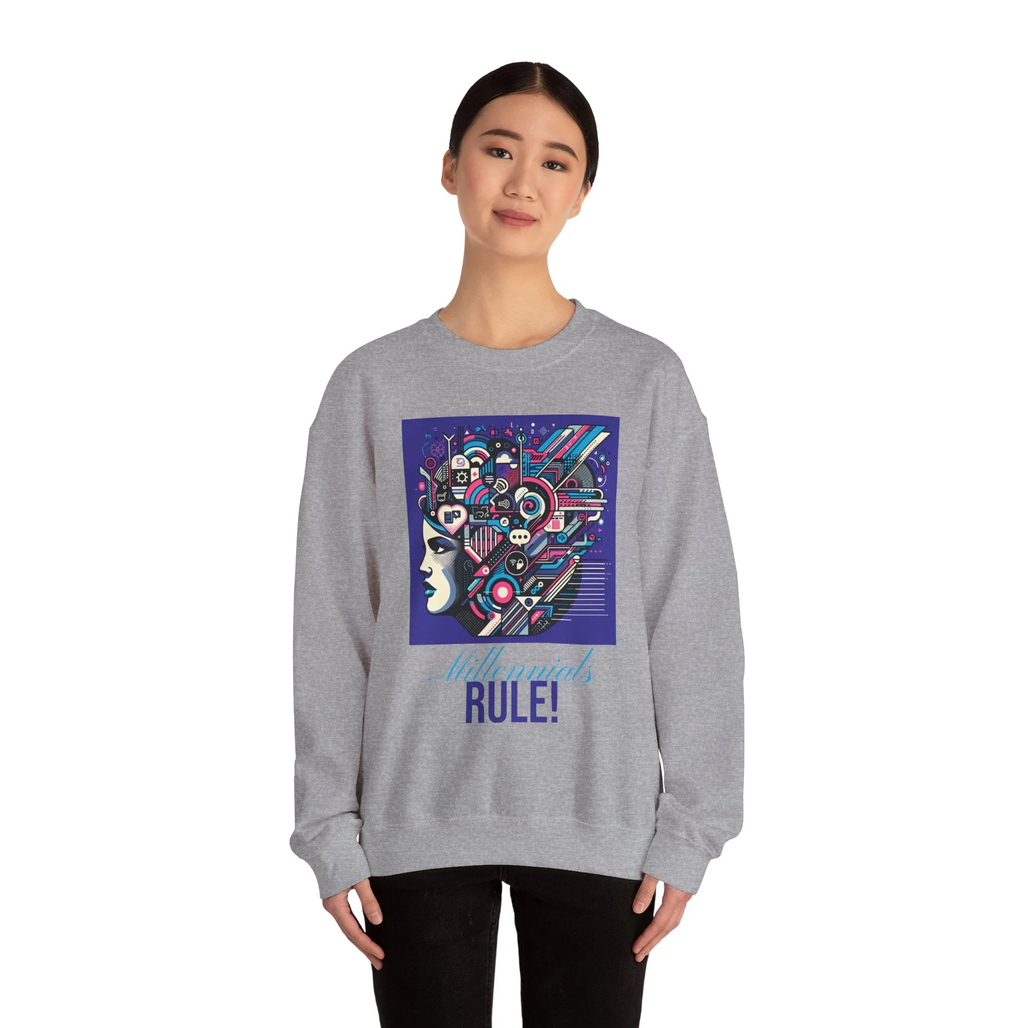 Futuristic Mind Unisex Crewneck Sweatshirt - Bold Graphic Design for Tech Enthusiasts
