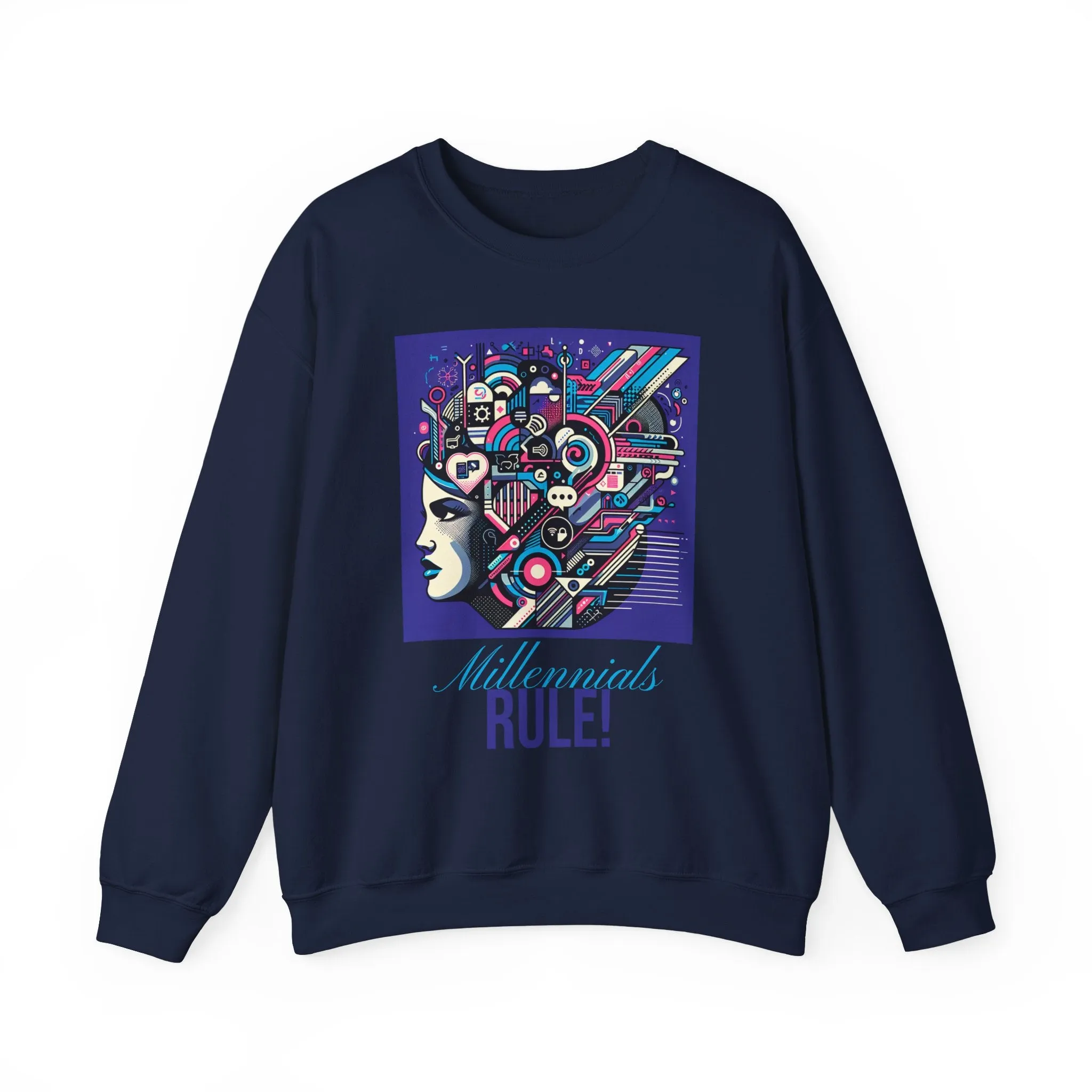 Futuristic Mind Unisex Crewneck Sweatshirt - Bold Graphic Design for Tech Enthusiasts