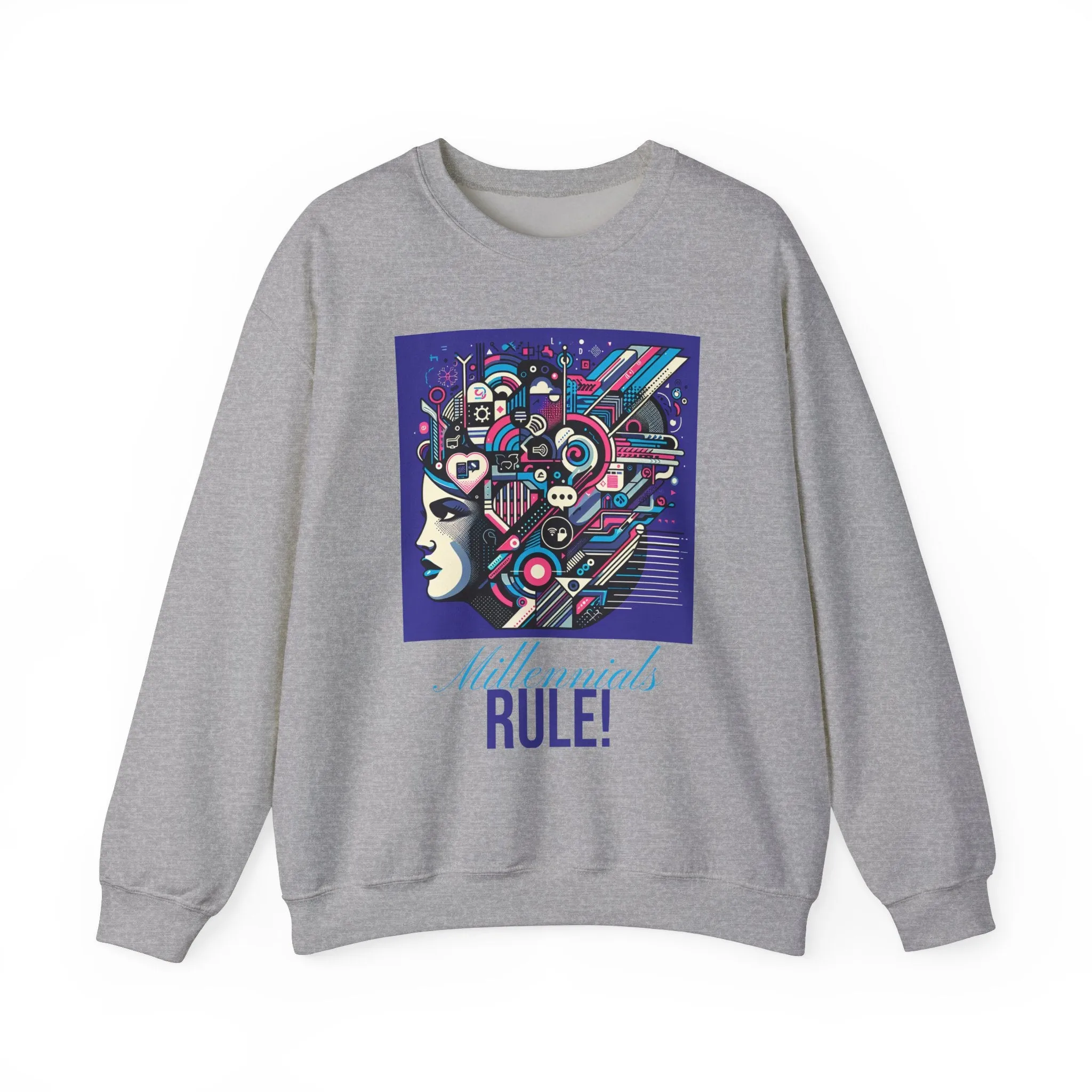 Futuristic Mind Unisex Crewneck Sweatshirt - Bold Graphic Design for Tech Enthusiasts