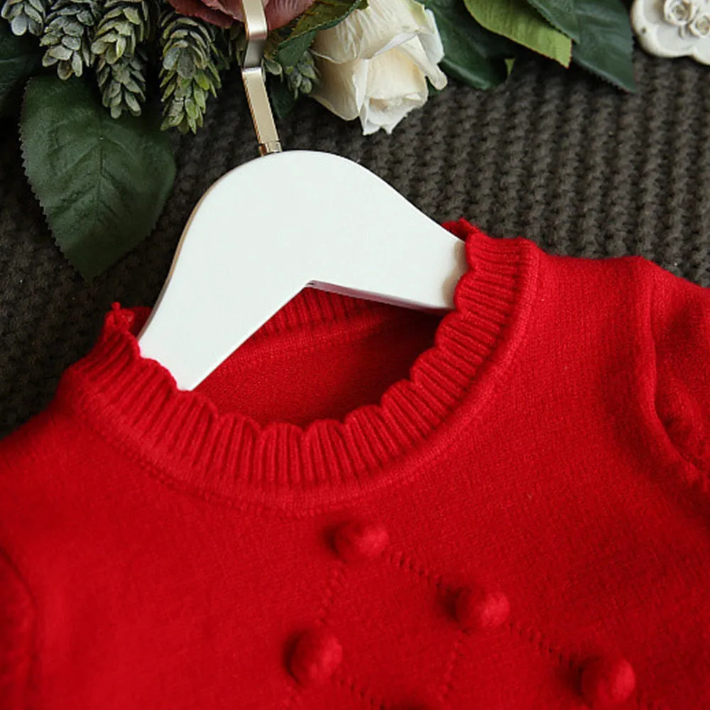 Girl Knitted Splice Long Sleeved Dress