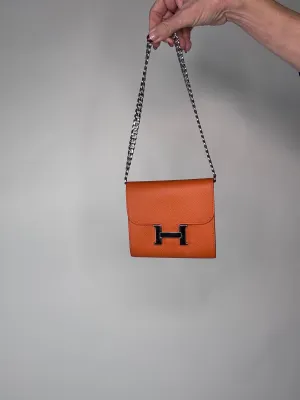 Hermes Constance Compact Wallet Orange Veau Epsom