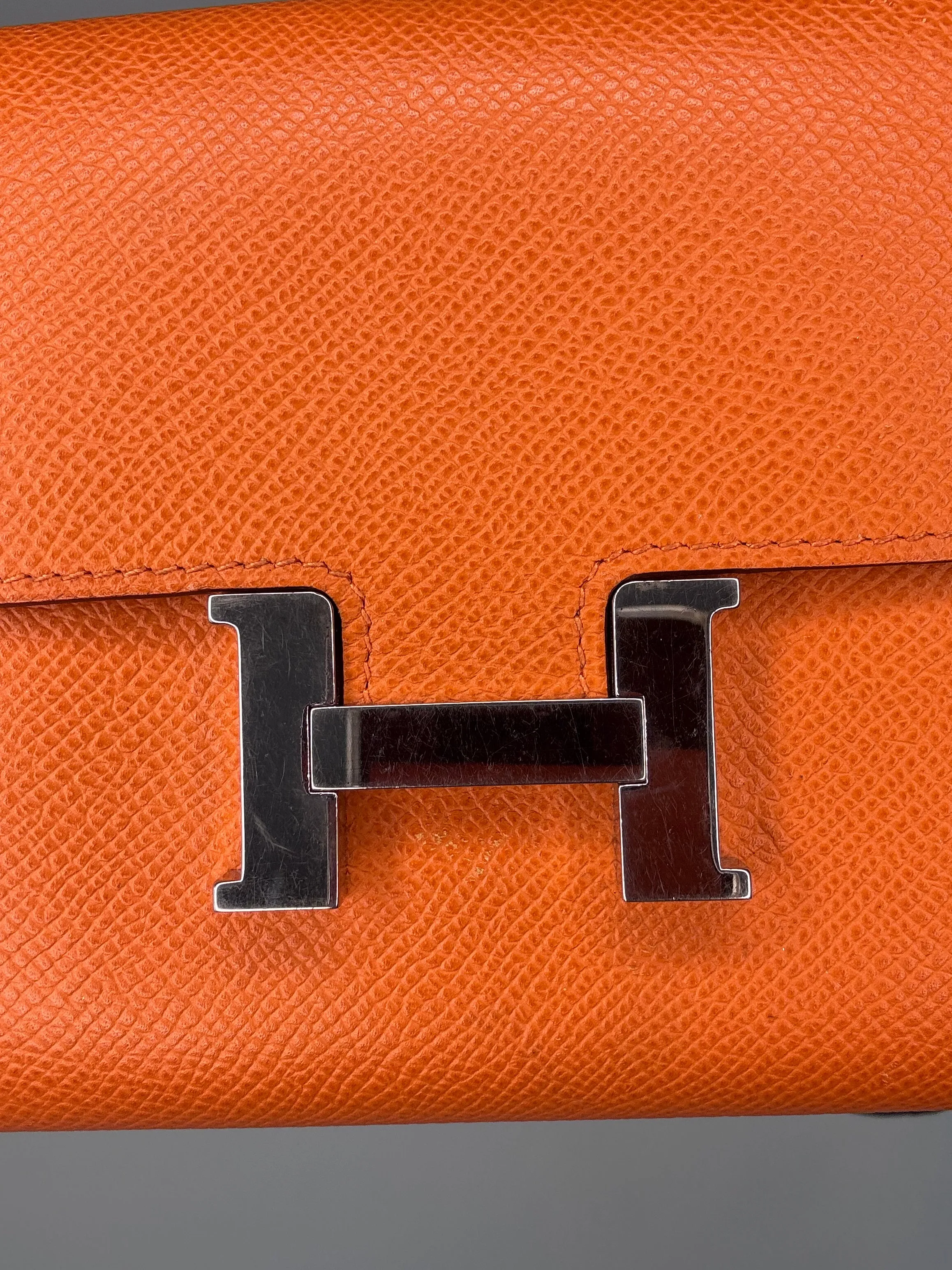 Hermes Constance Compact Wallet Orange Veau Epsom