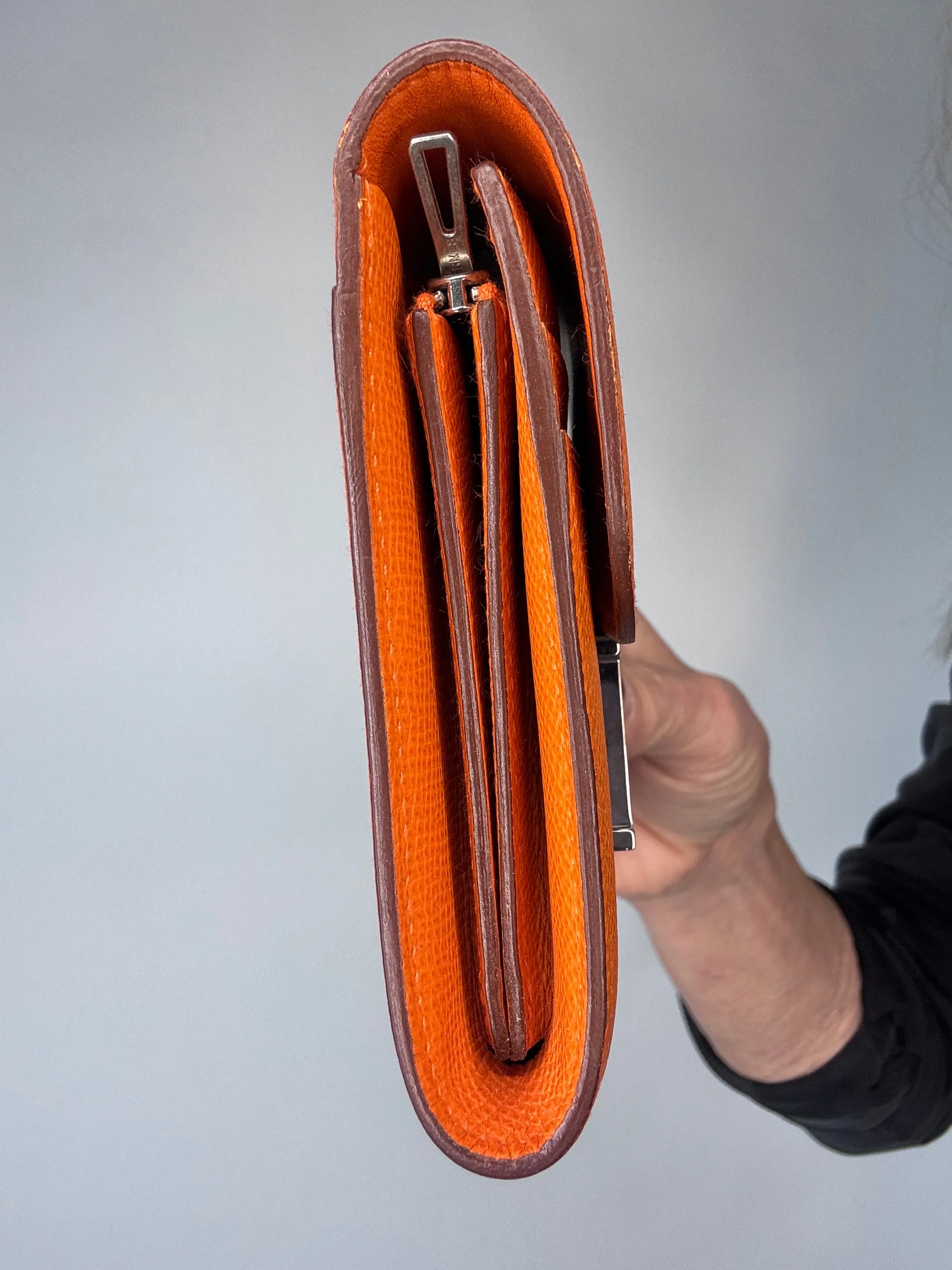 Hermes Constance Compact Wallet Orange Veau Epsom