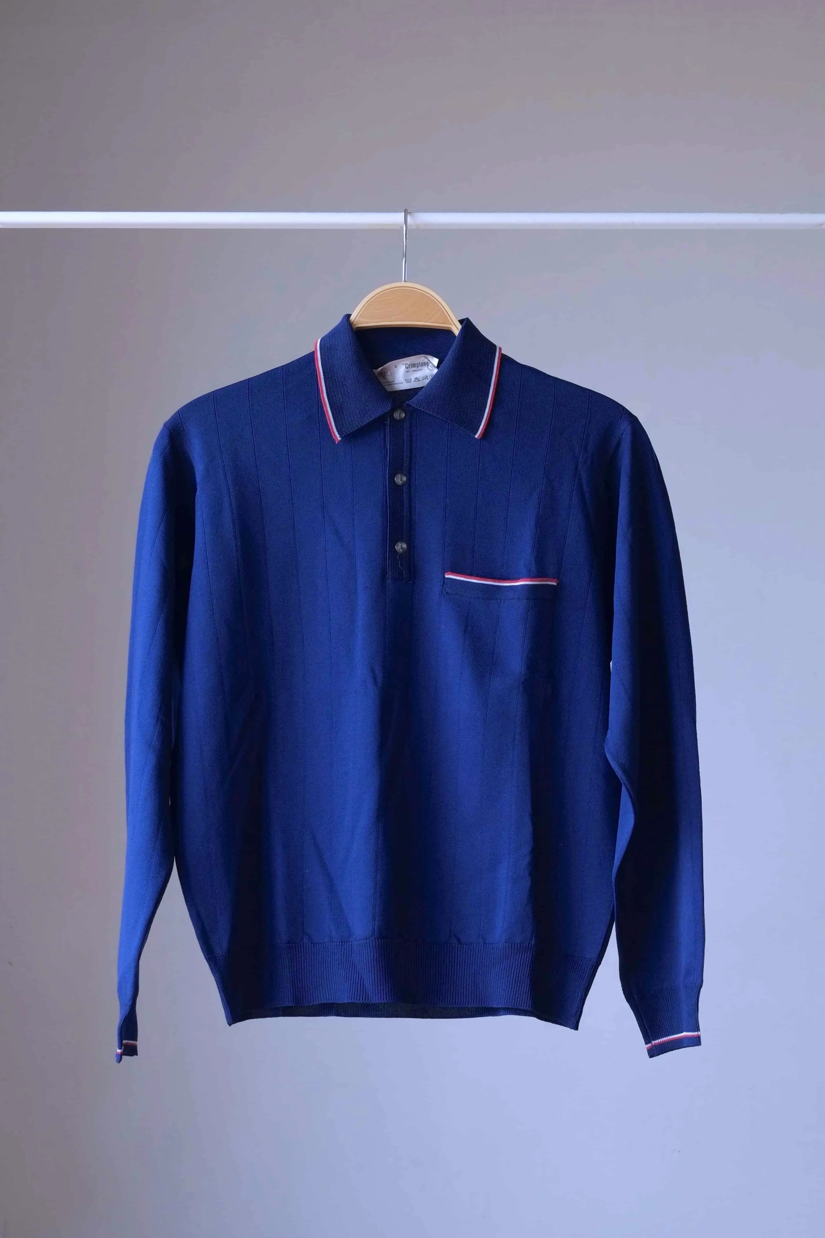 IRIL 70s Knit Long Sleeves Knit Polo with Stripes