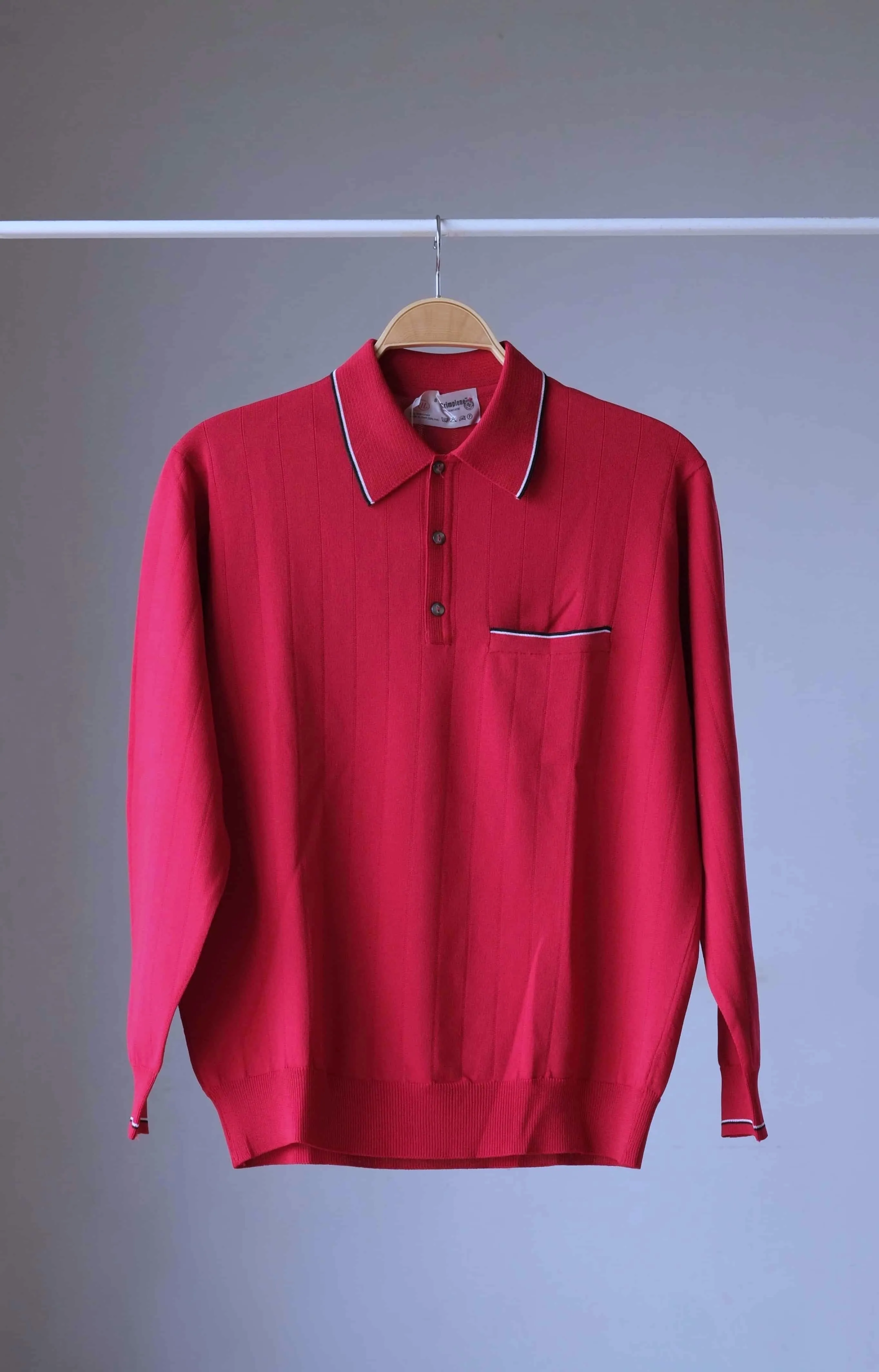 IRIL 70s Knit Long Sleeves Knit Polo with Stripes