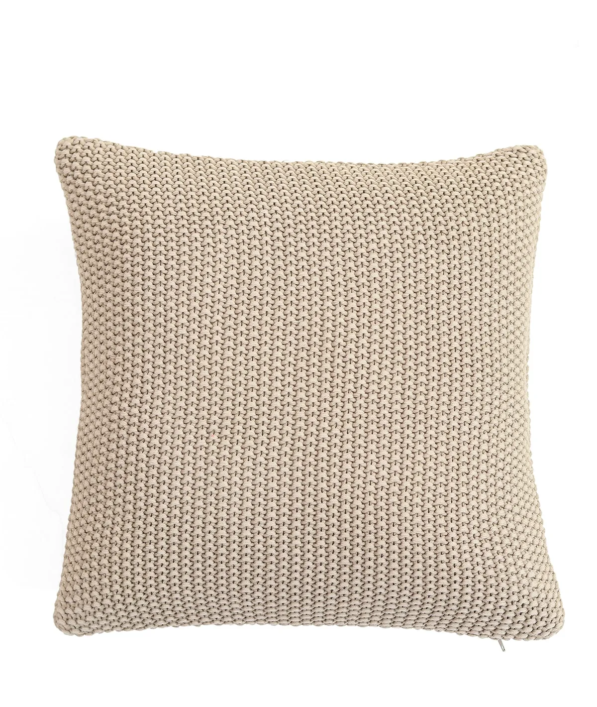 Knitted Purl Stone Cotton Knitted Decorative 16 X 16 Inches Cushion Cover