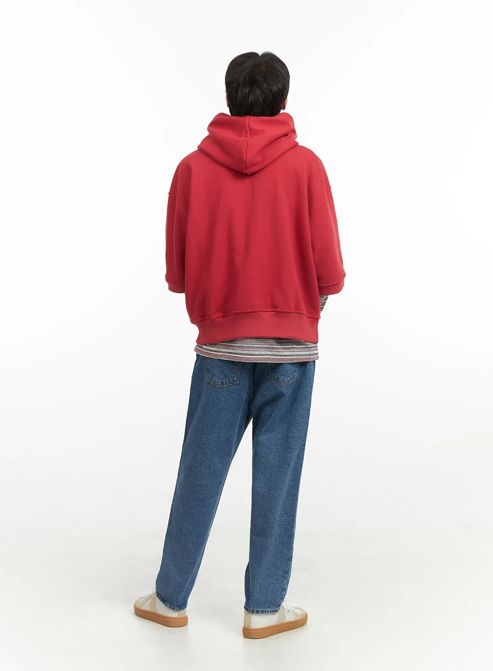Men's Cozy Boxy Fit Hooded Sweatshirt (Red) IU405