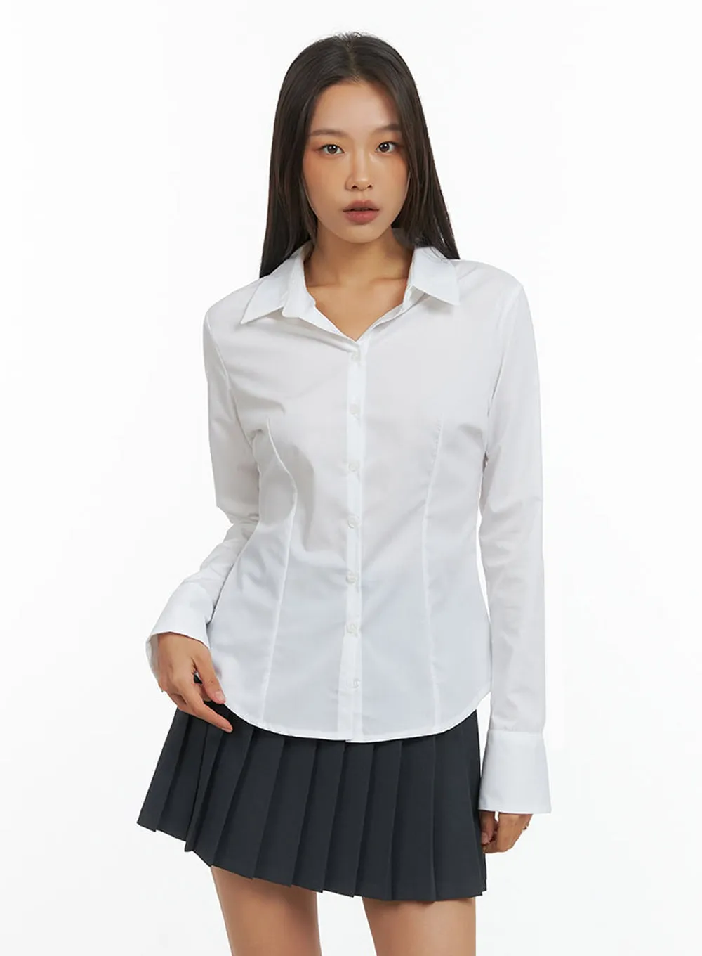 Pintuck Slim Fit Blouse IO409