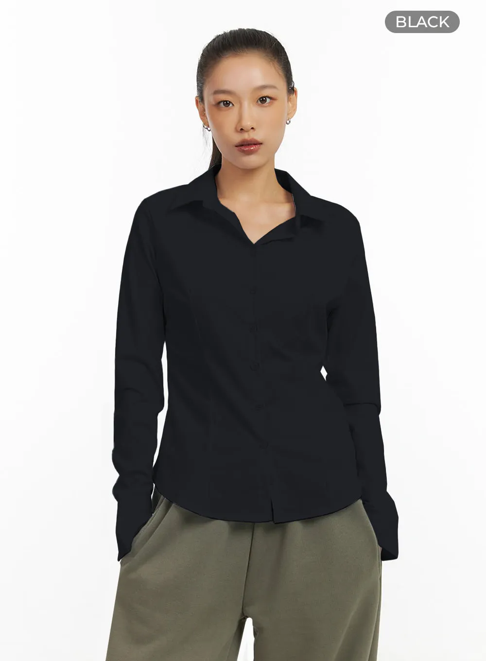 Pintuck Slim Fit Blouse IO409