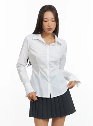 Pintuck Slim Fit Blouse IO409